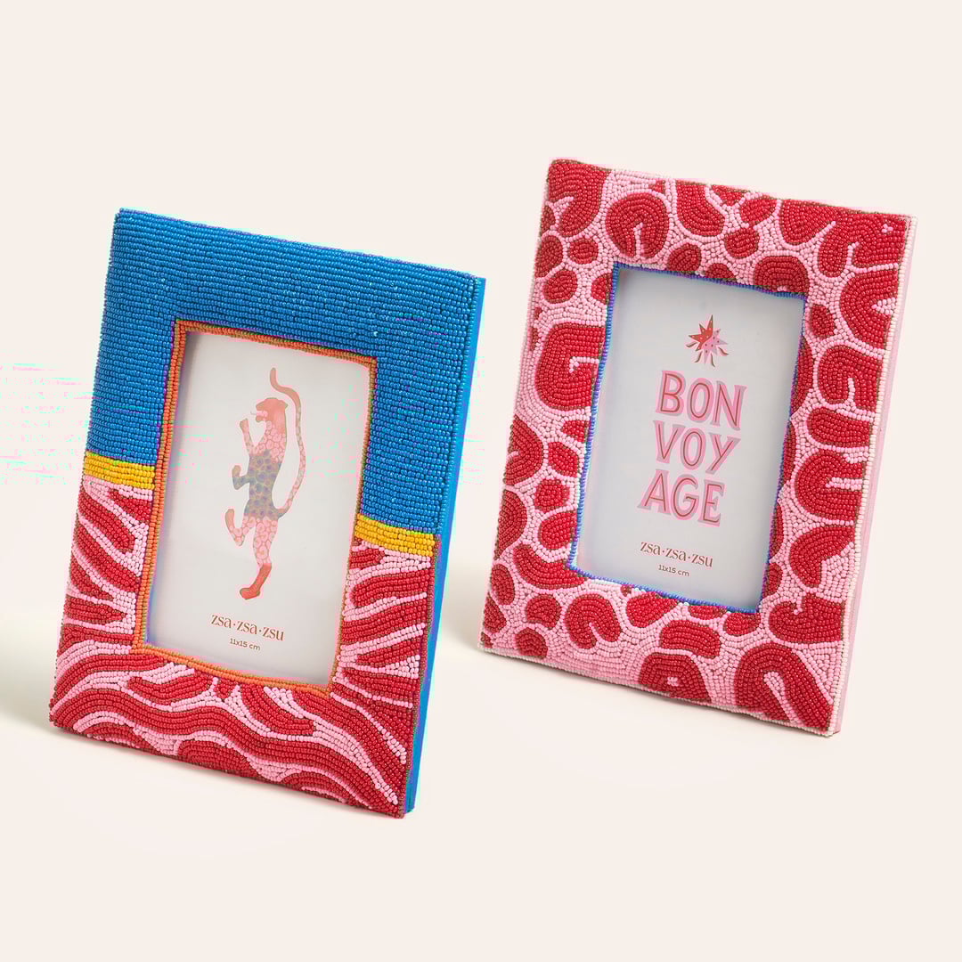 Dadrı Cam Boncuk-ahşap Çerçeve 21x17 Cm Fuşya