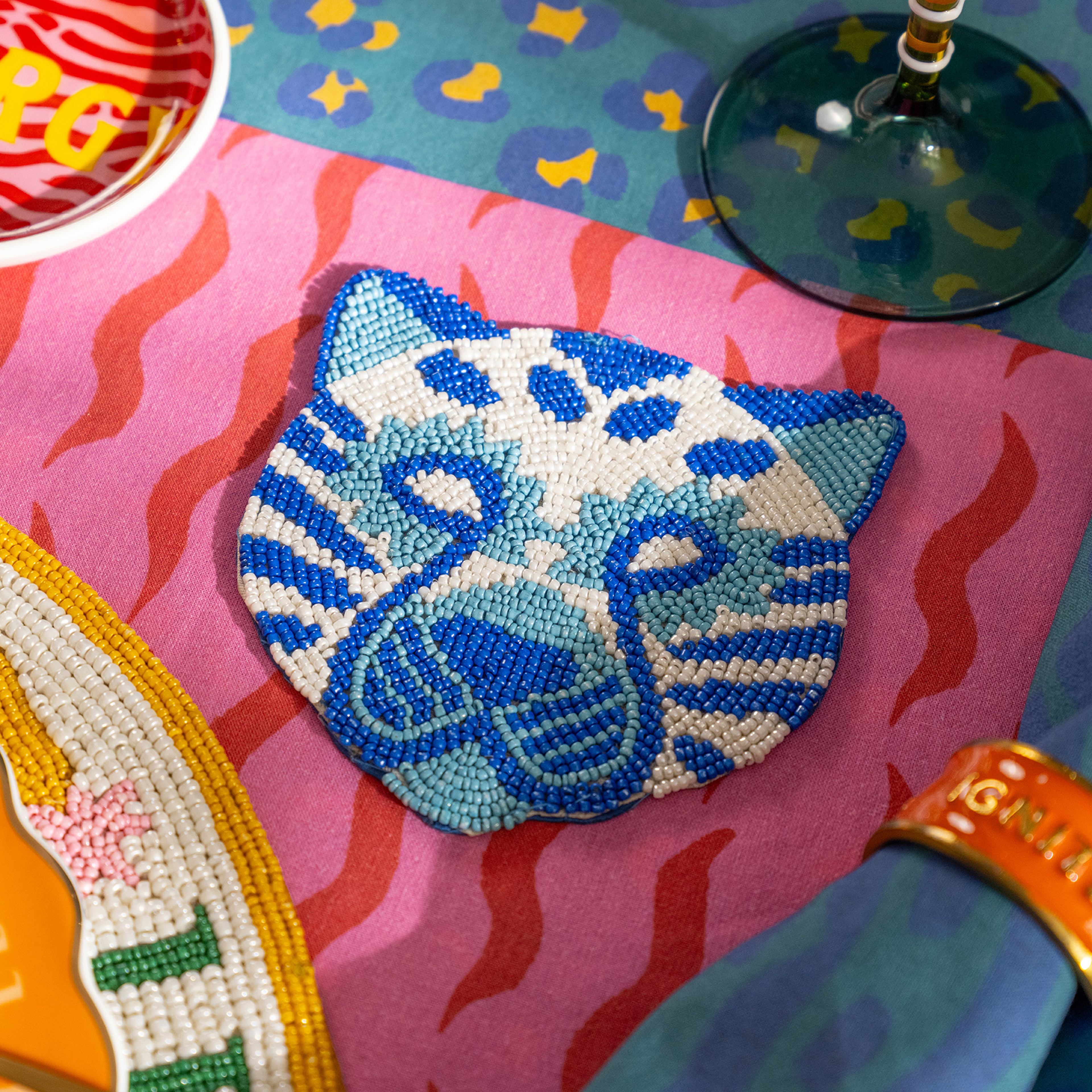 Dadrı Cam - Polyester Bardak Altlığı 10 Cm Mavi