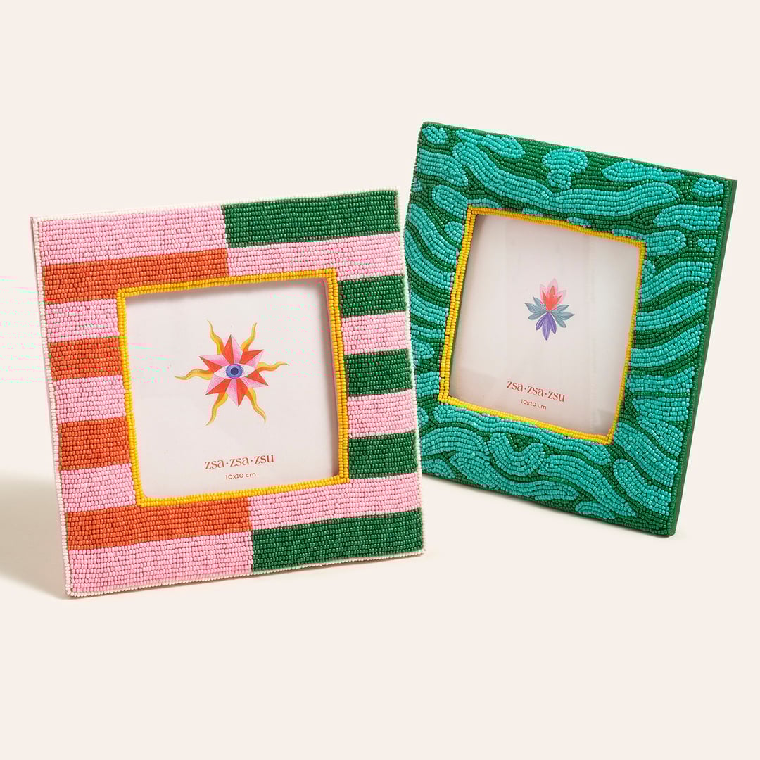 Dadrı Cam Boncuk-ahşap Çerçeve 17x17 Cm Yeşil