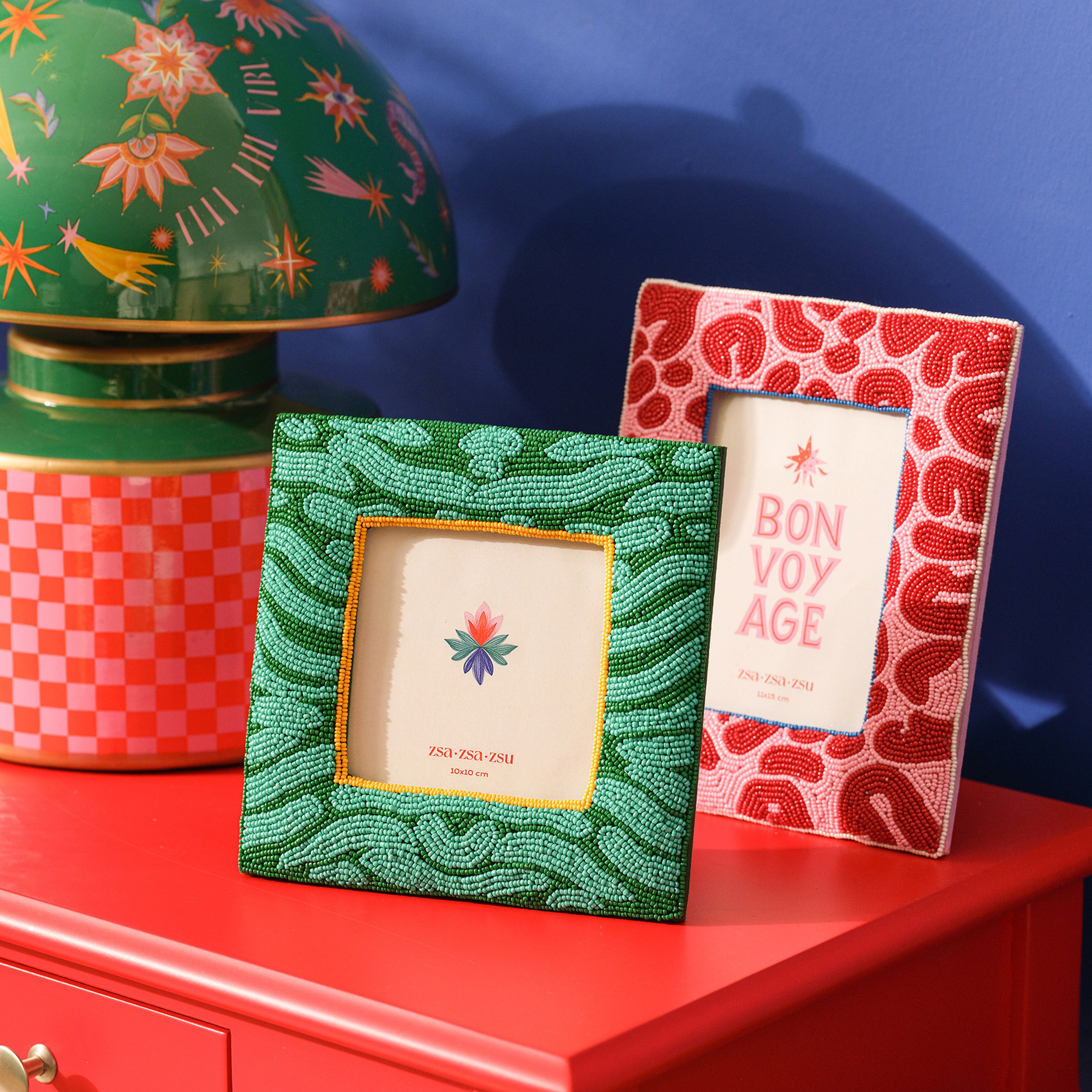 Dadrı Cam Boncuk-ahşap Çerçeve 17x17 Cm Yeşil