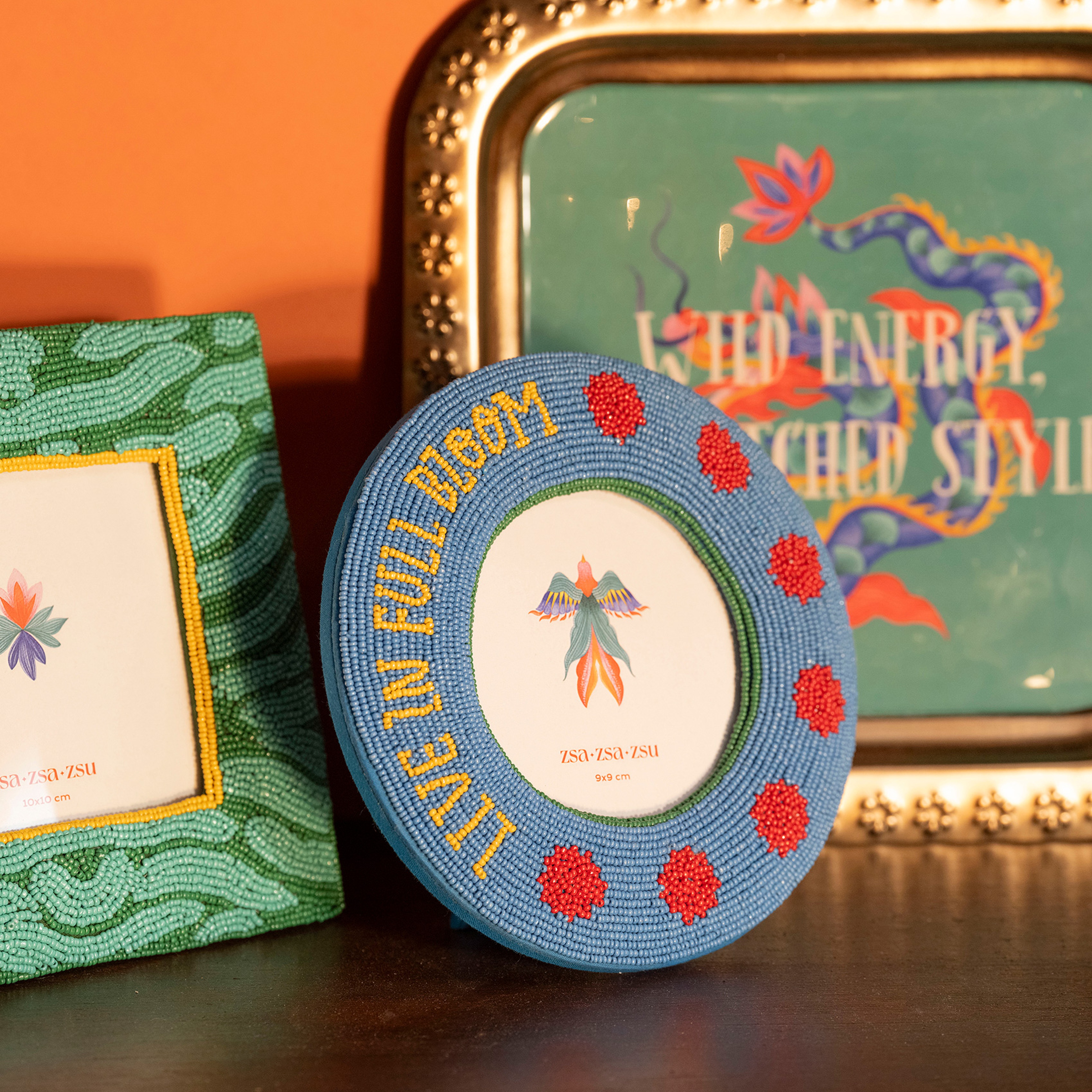 Dadrı Cam Boncuk-ahşap Çerçeve 17x17 Cm Yeşil