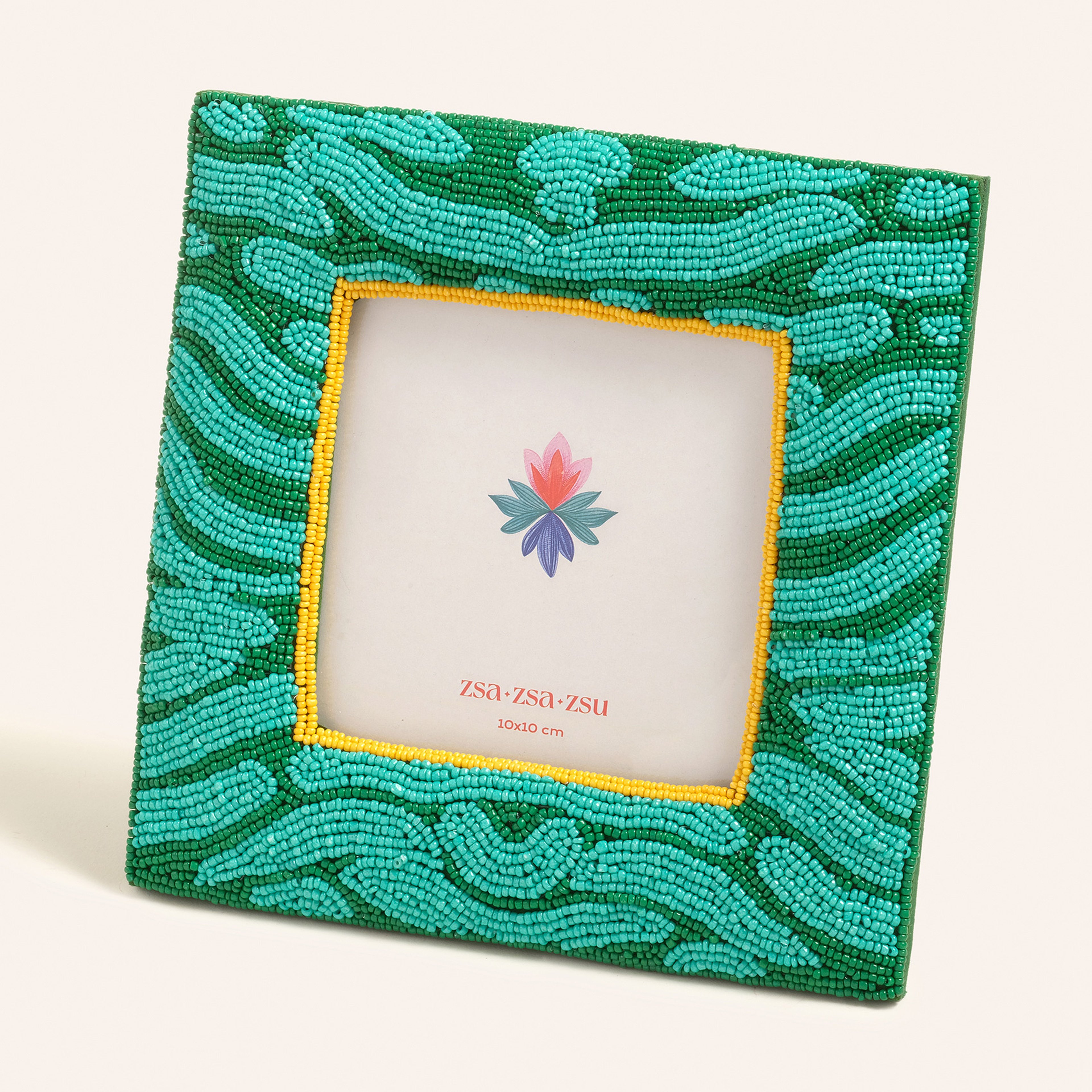 Dadrı Cam Boncuk-ahşap Çerçeve 17x17 Cm Yeşil