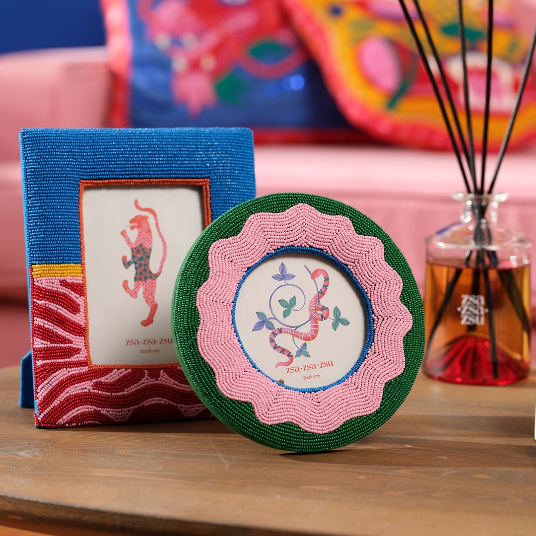 Dadrı Cam Boncuk-ahşap Çerçeve 17 Cm Yeşil - Pembe