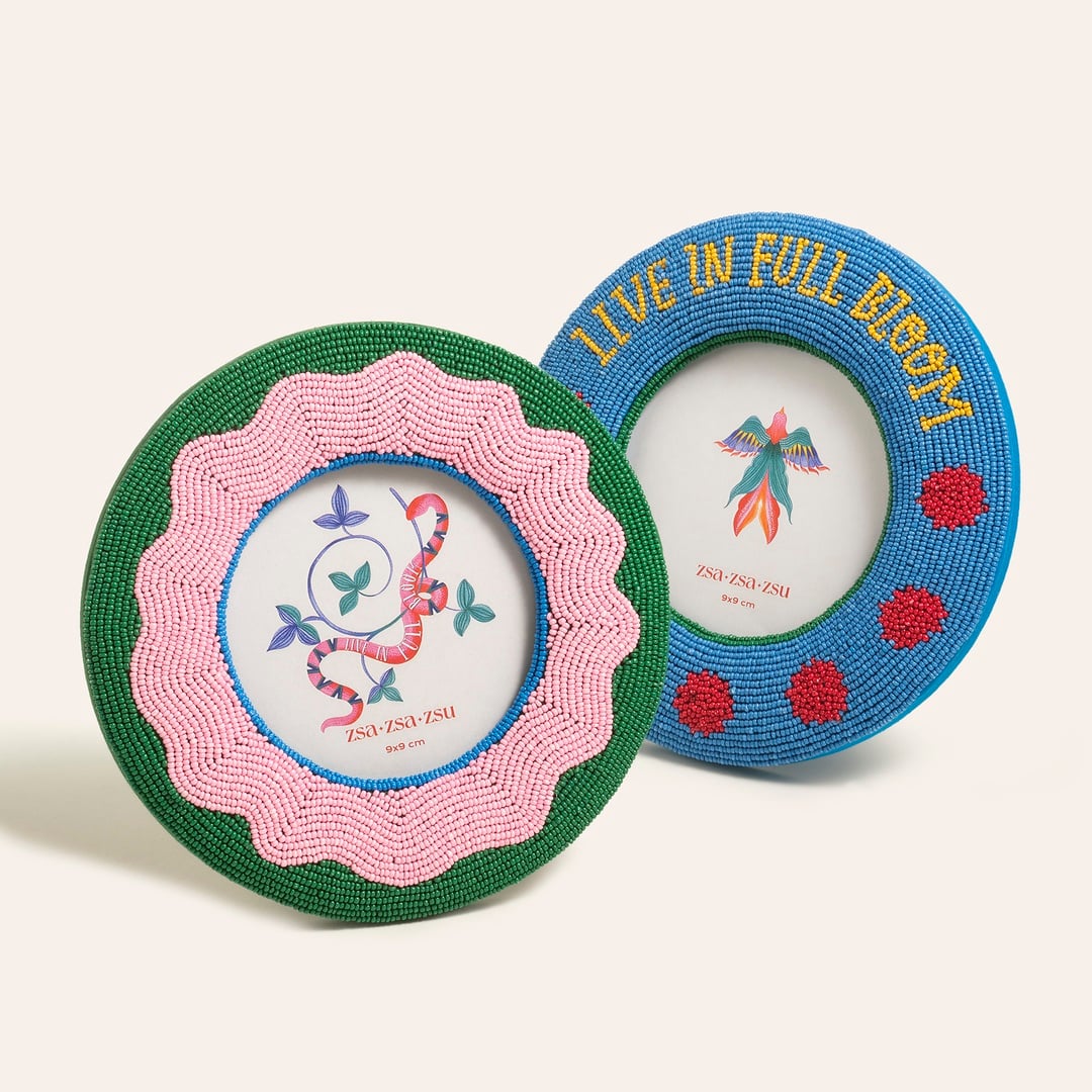 Dadrı Cam Boncuk-ahşap Çerçeve 17 Cm Yeşil - Pembe