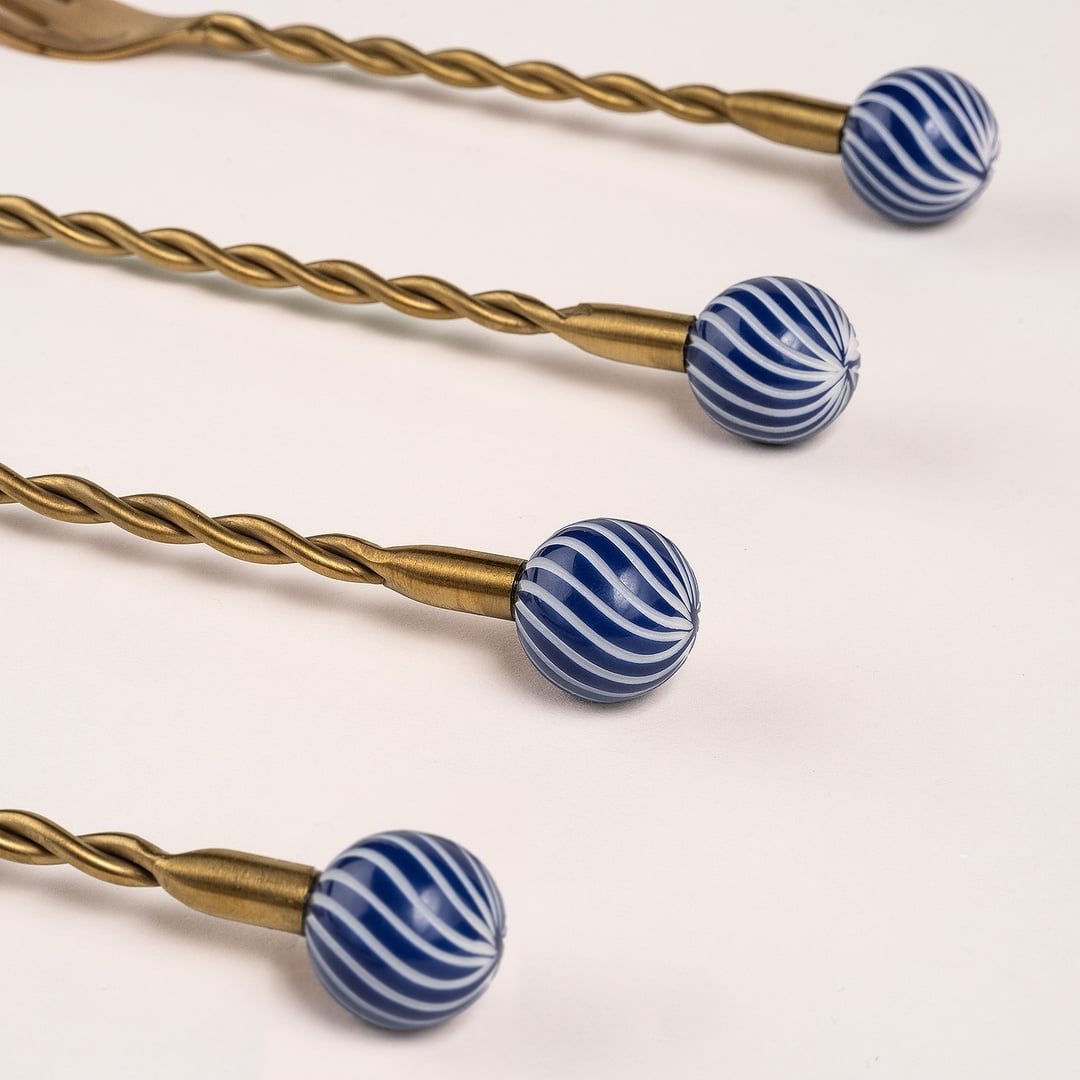 Rampur Çelik - Pirinç Çkb Seti 3x15x1 Cm Altın - Mavi