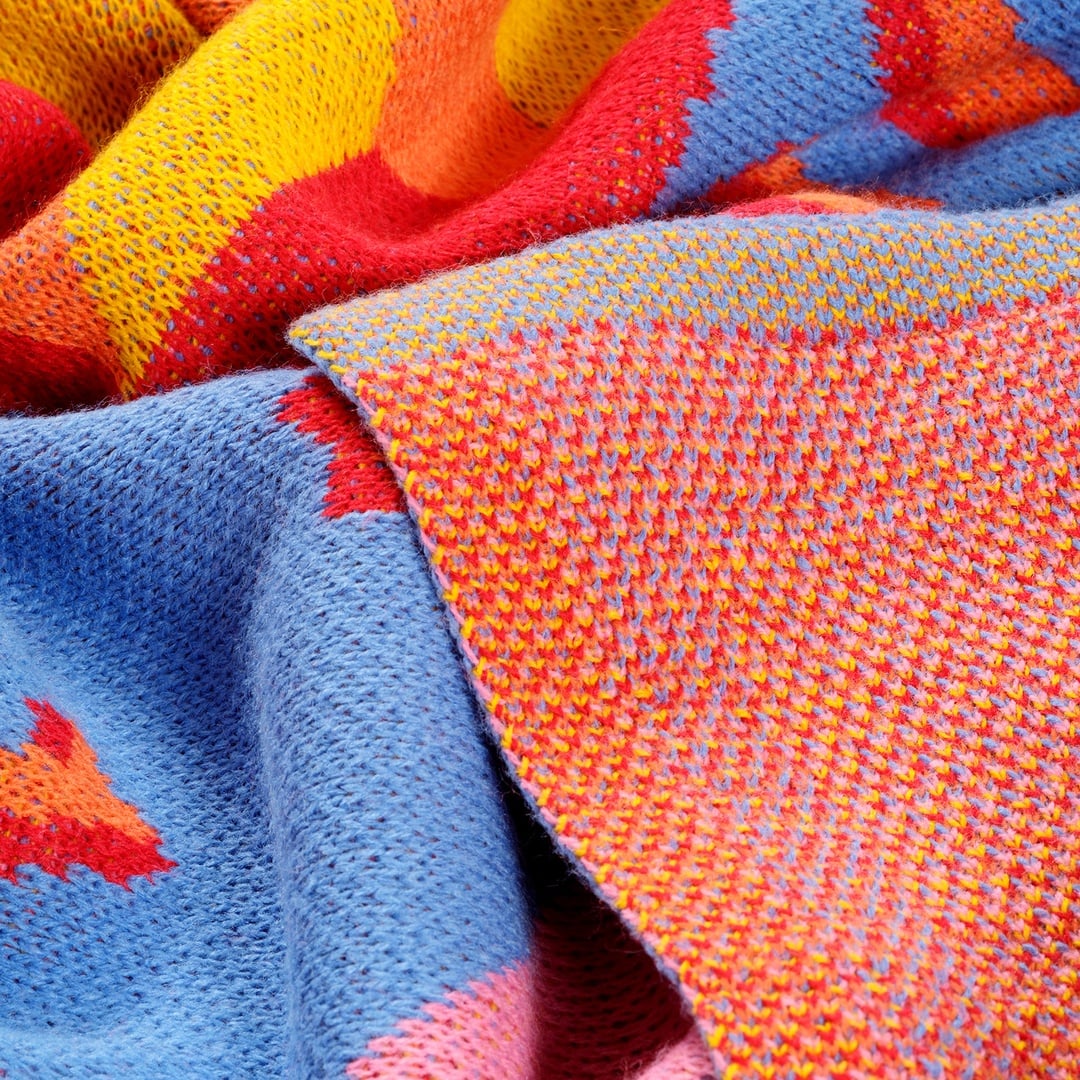 Moda Jakarlı Örme Akrilik Koltuk Şalı 130x170 Cm Renkli