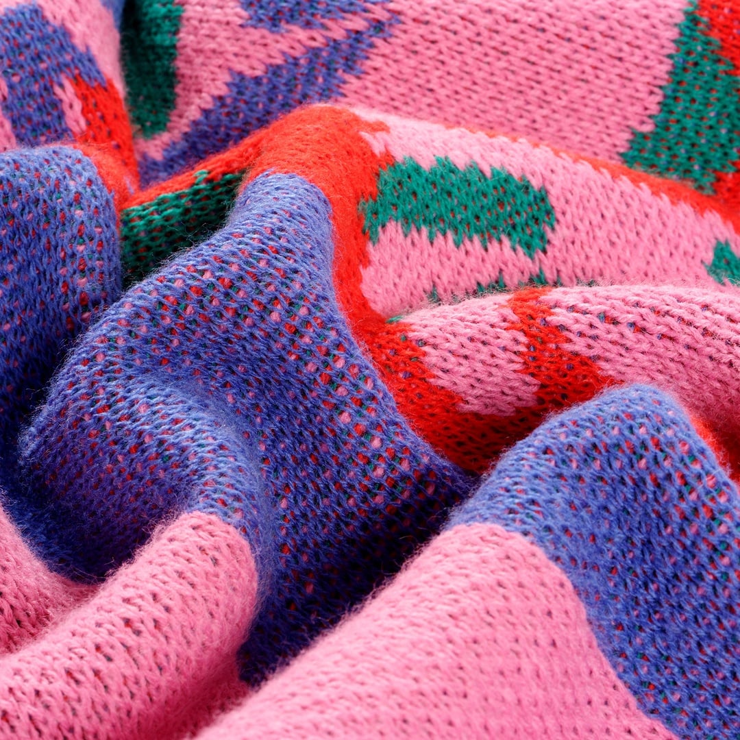 Moda Jakarlı Örme Akrilik Koltuk Şalı 130x170 Cm Renkli