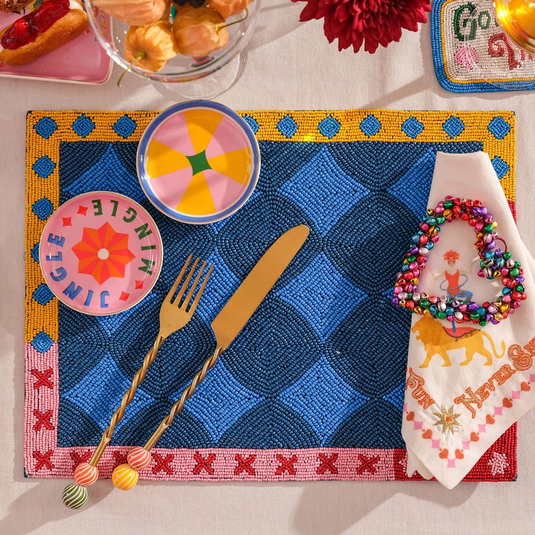 Dadrı Cam - Polyester Amerikan Servis 30x40 Cm Mavi