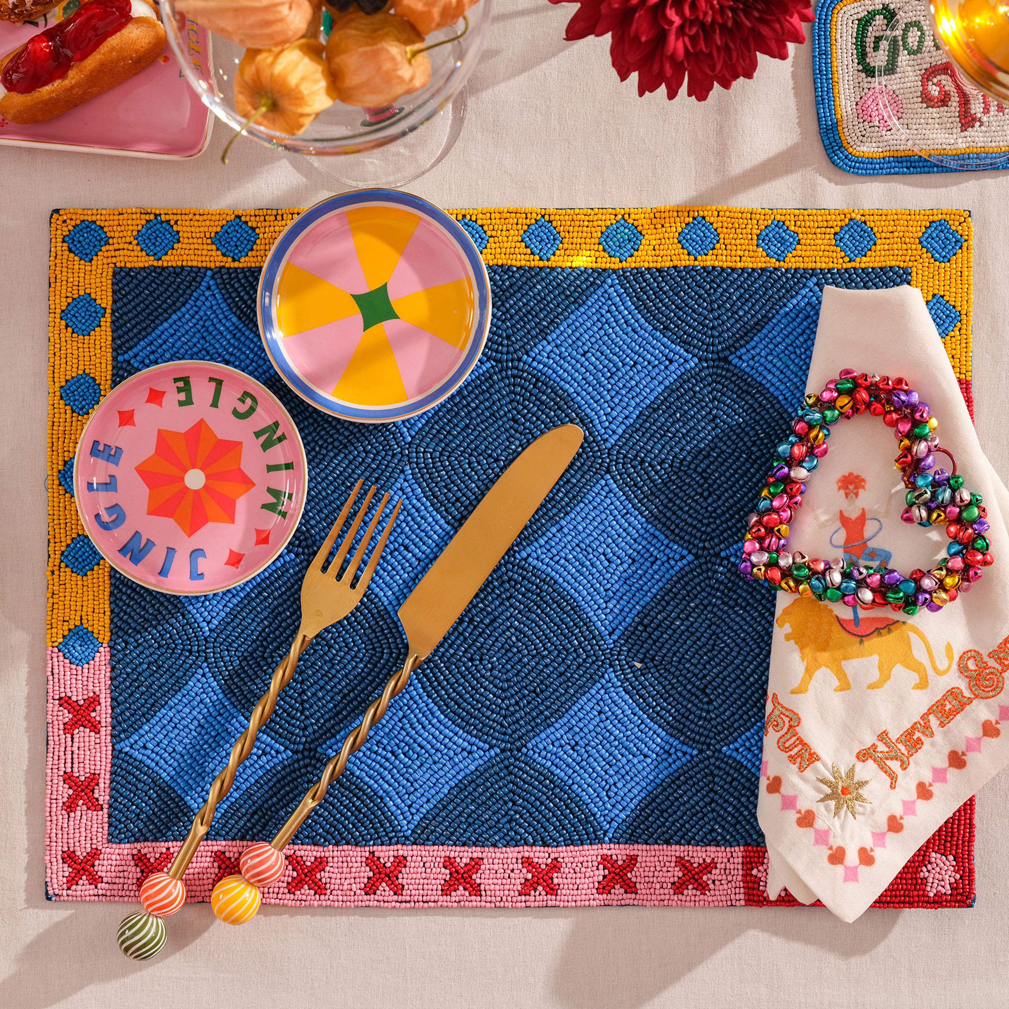 Dadrı Cam - Polyester Amerikan Servis 30x40 Cm Mavi