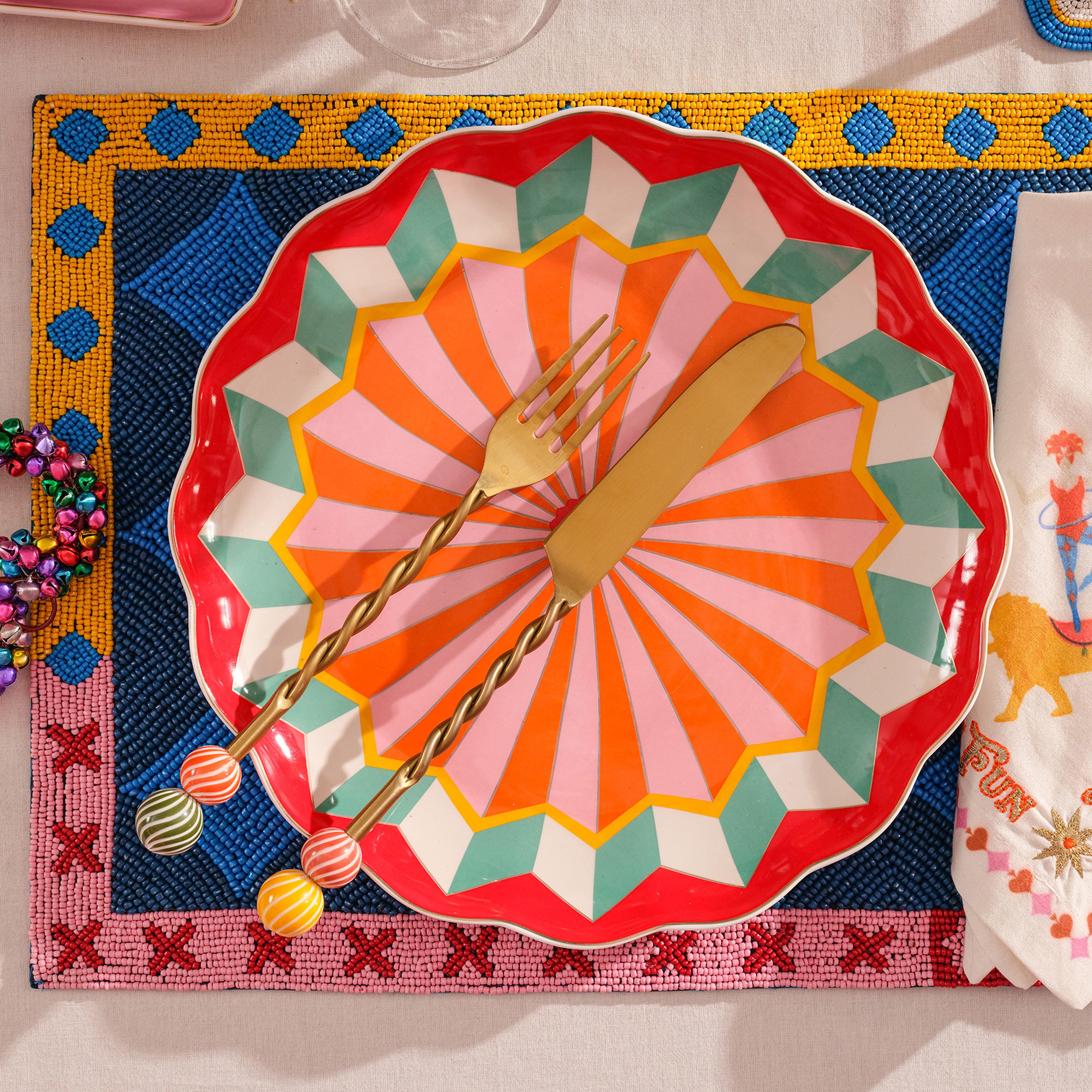 Dadrı Cam - Polyester Amerikan Servis 30x40 Cm Mavi