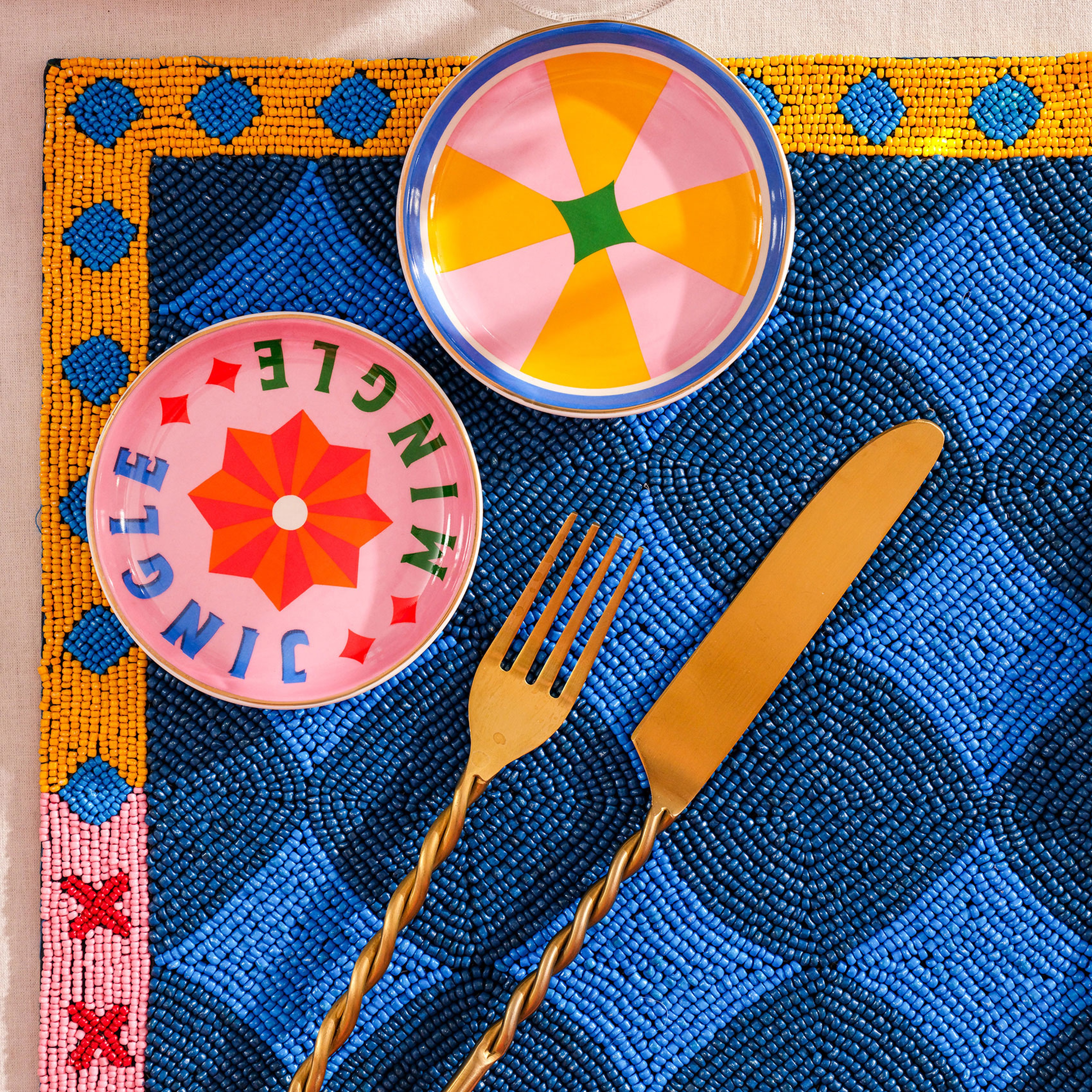 Dadrı Cam - Polyester Amerikan Servis 30x40 Cm Mavi