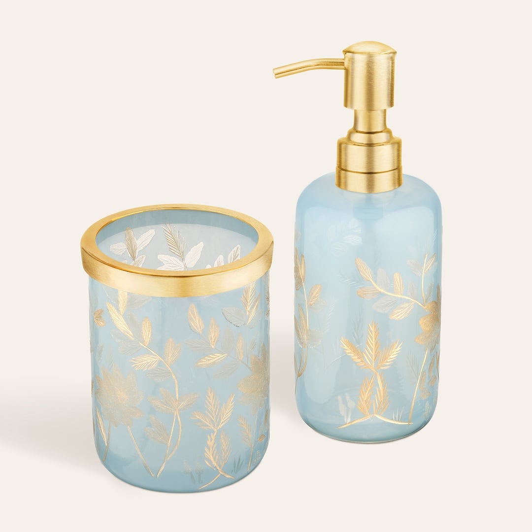 Aravalı El Dekoru - El Boyaması Sıvı Sabunluk 7x7x20 Cm Mavi