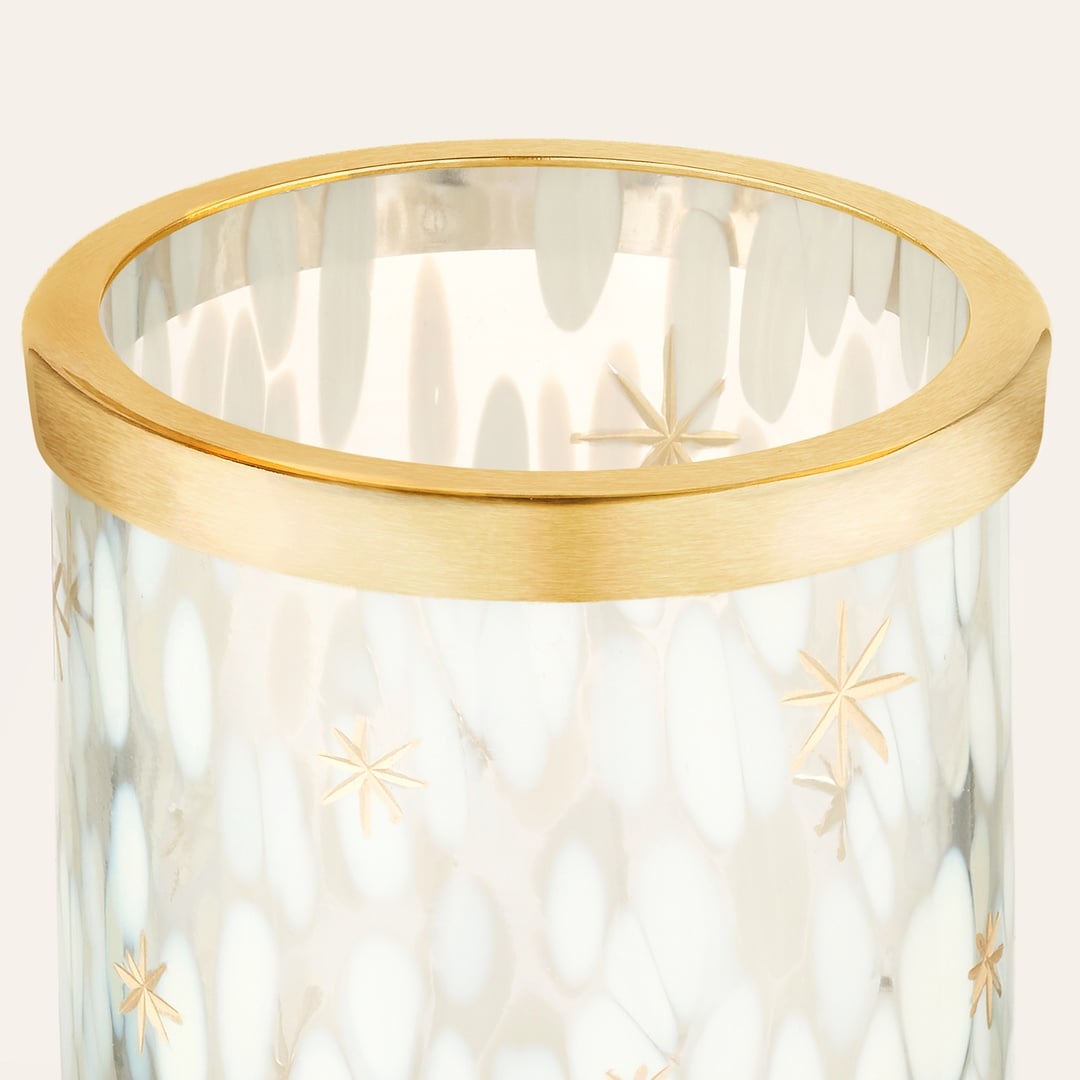 Aravalı Cam Diş Fırçalık 8x8x11 Cm Beyaz - Altın