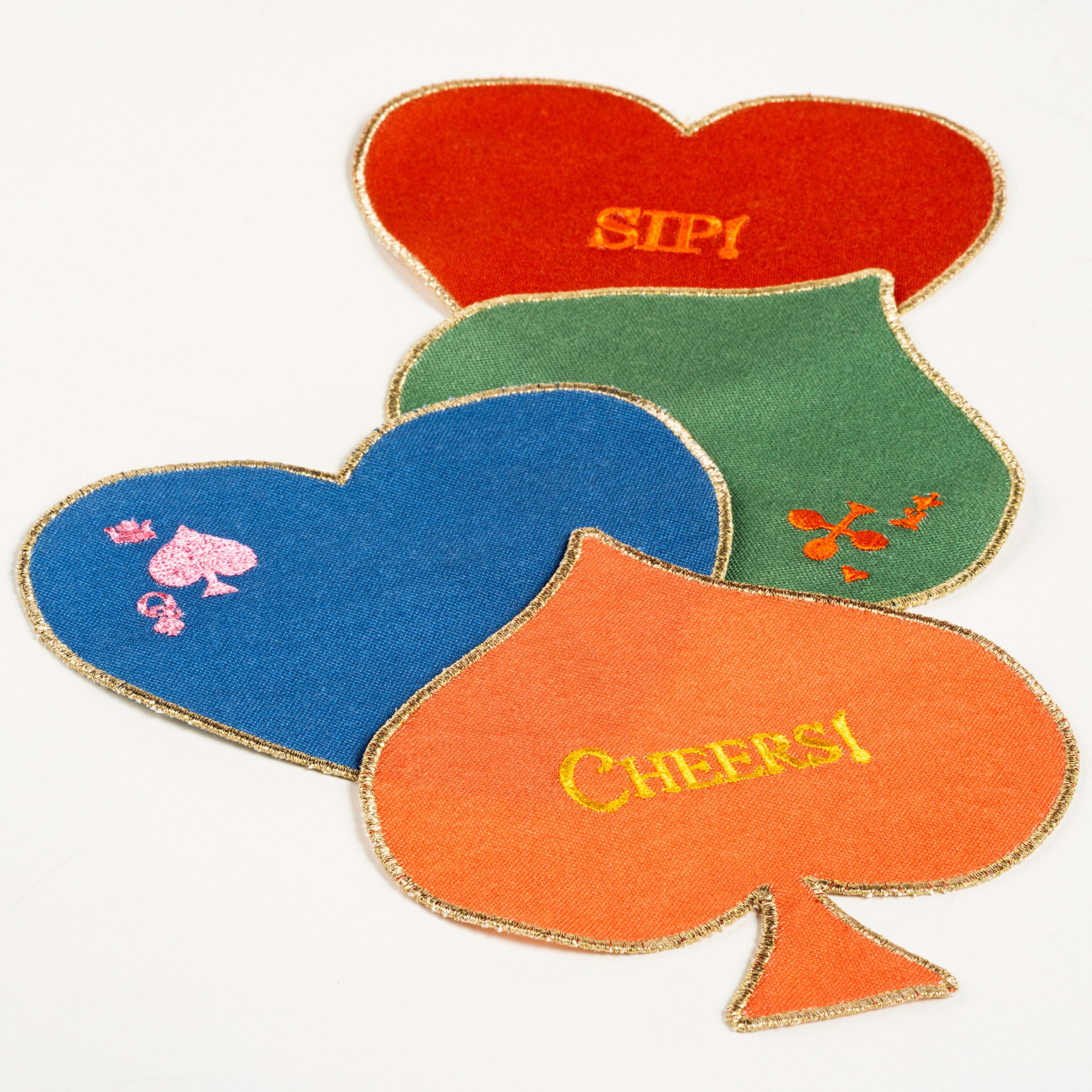 Nilüfer Dijital Baskılı Nakışlı Polyester Bardak Altlığı 13x13 Cm Renkli