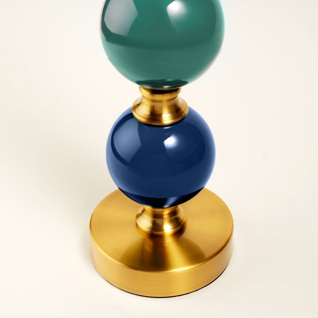 Tanbu Porselen Şamdan 12x12x54 Cm Koyu Mavi - Yeşil