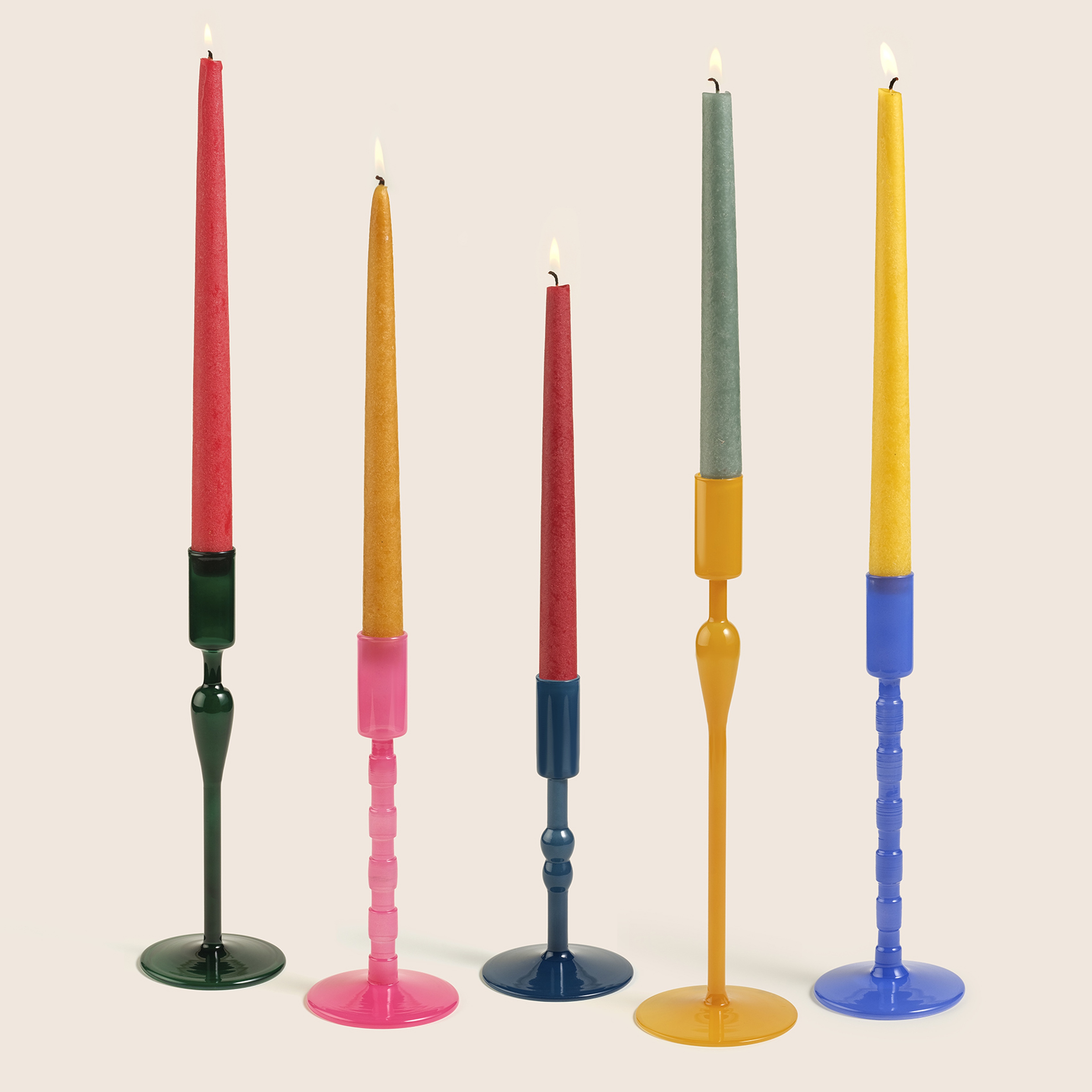 Aravalı Borosilikat Cam Şamdan 9x9x25 Cm Sarı