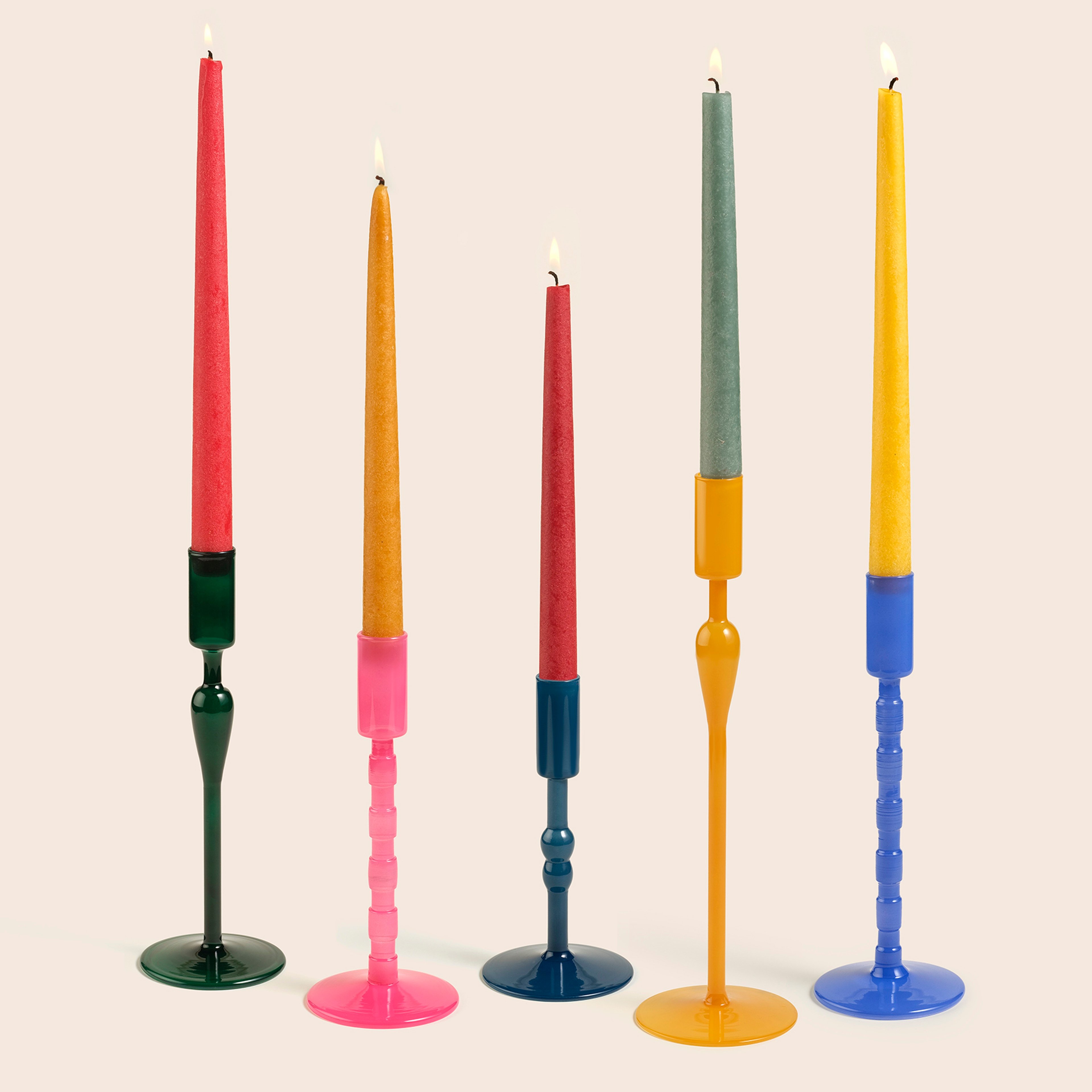 Aravalı Borosilikat Cam Şamdan 9x9x25 Cm Mavi