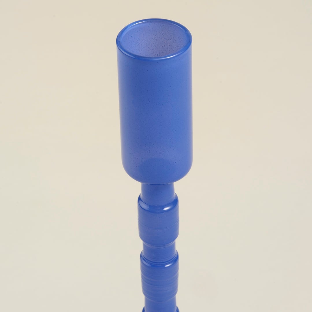 Aravalı Borosilikat Cam Şamdan 9x9x25 Cm Mavi