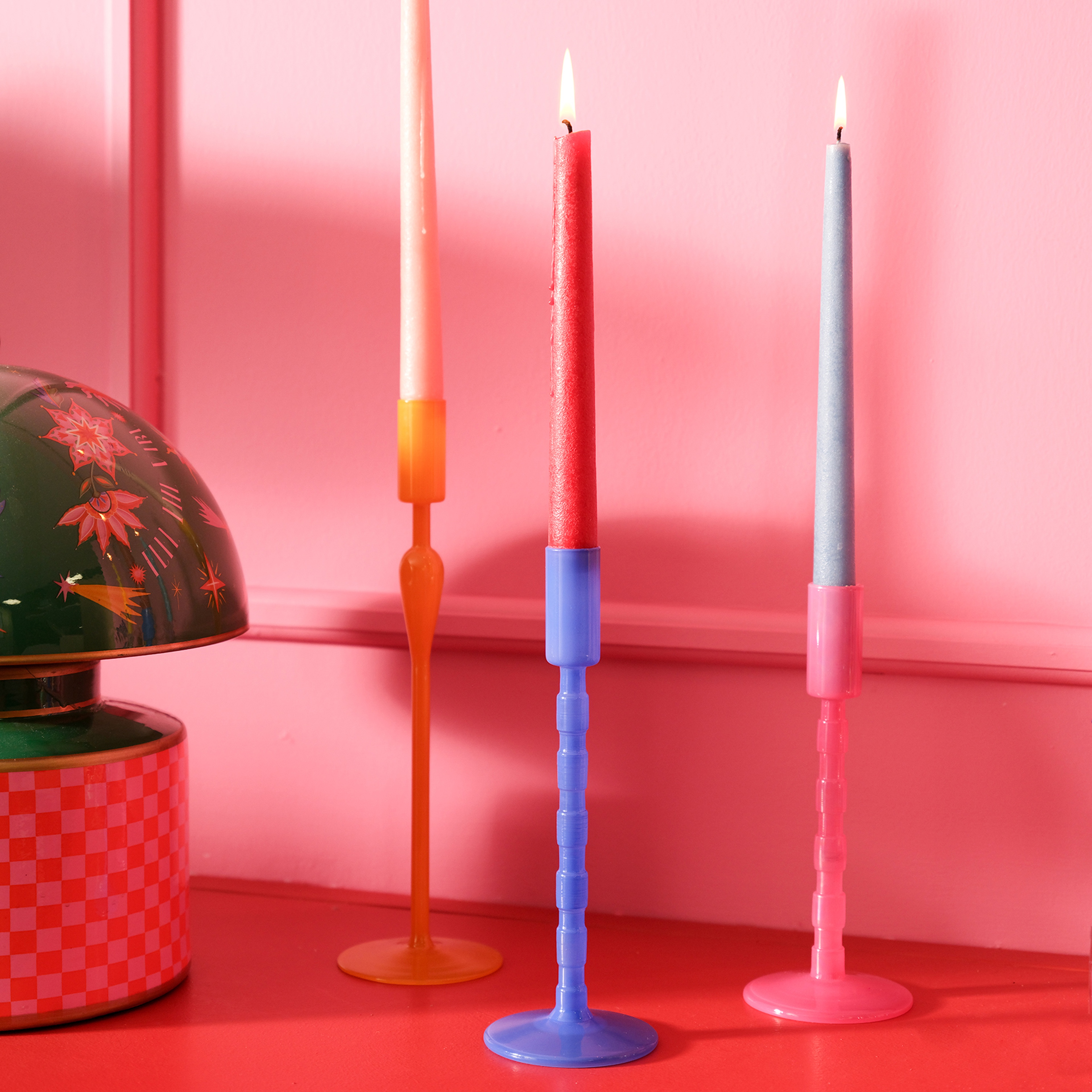 Aravalı Borosilikat Cam Şamdan 9x9x25 Cm Mavi