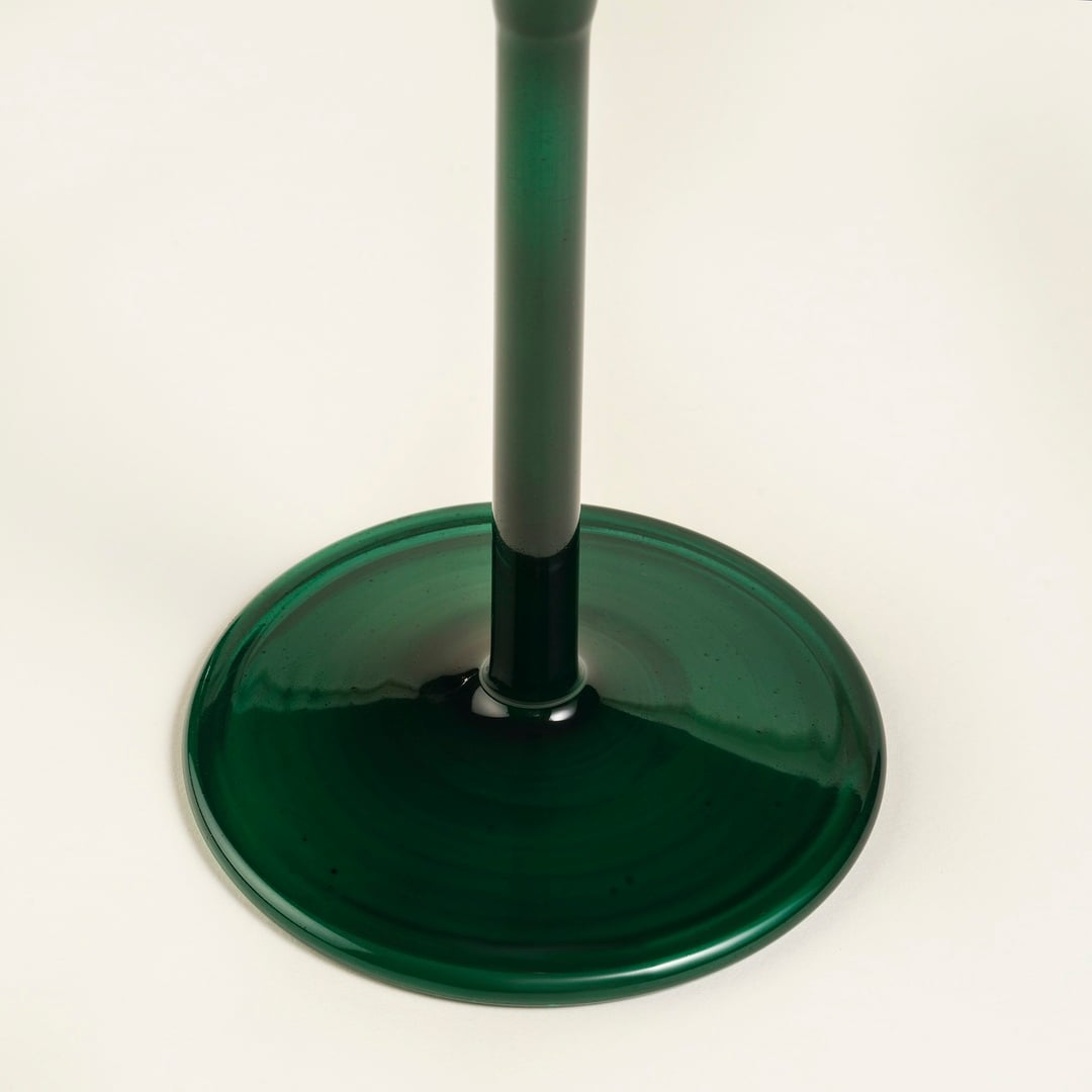 Aravalı Borosilikat Cam Şamdan 9x9x22 Cm Yeşil