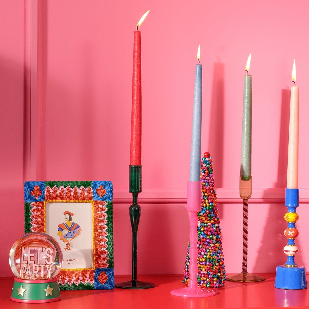 Aravalı Borosilikat Cam Şamdan 9x9x22 Cm Yeşil