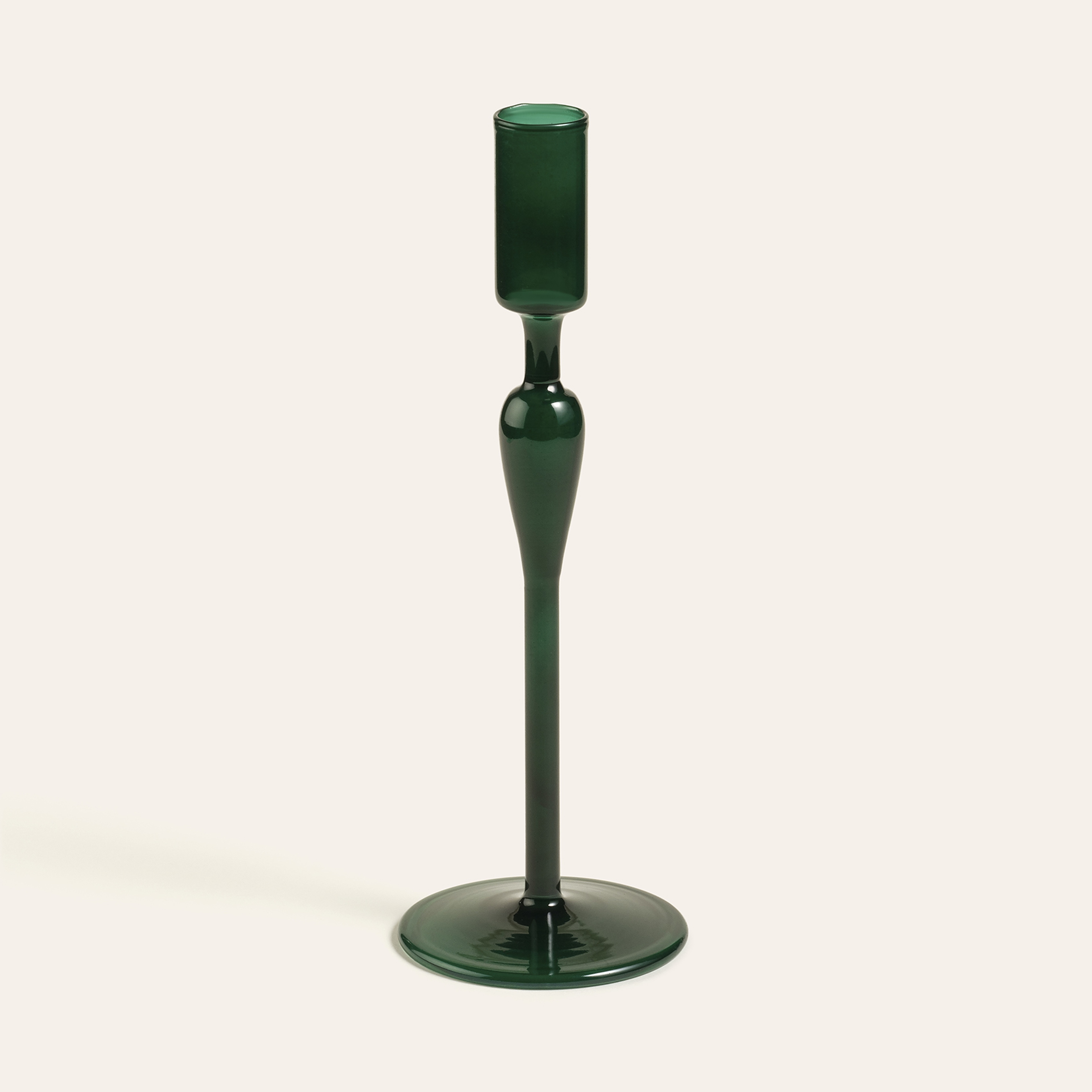 Aravalı Borosilikat Cam Şamdan 9x9x22 Cm Yeşil