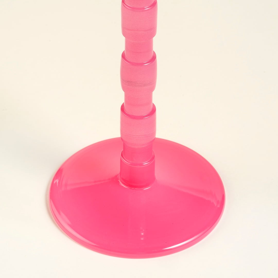 Aravalı Borosilikat Cam Şamdan 8x8x22 Cm Pembe