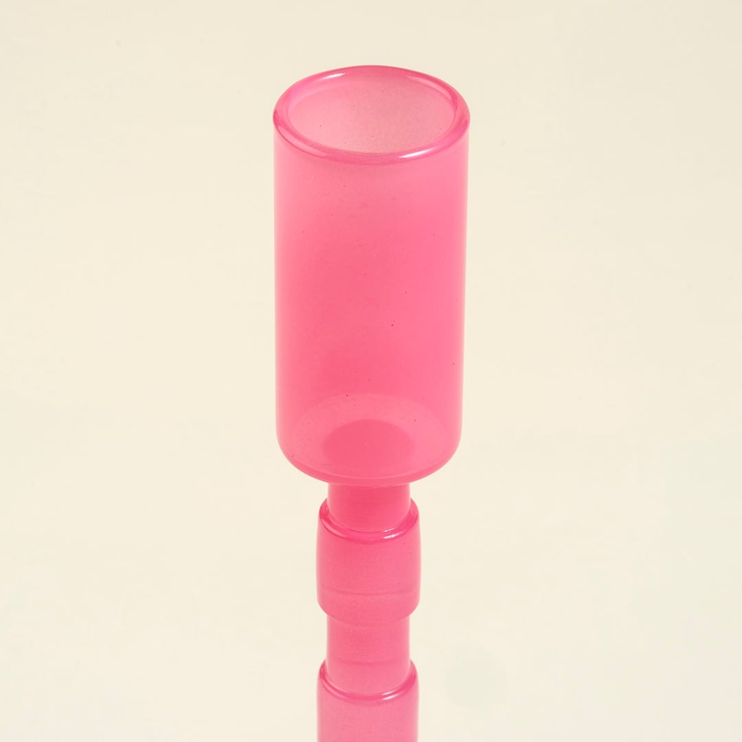 Aravalı Borosilikat Cam Şamdan 8x8x22 Cm Pembe