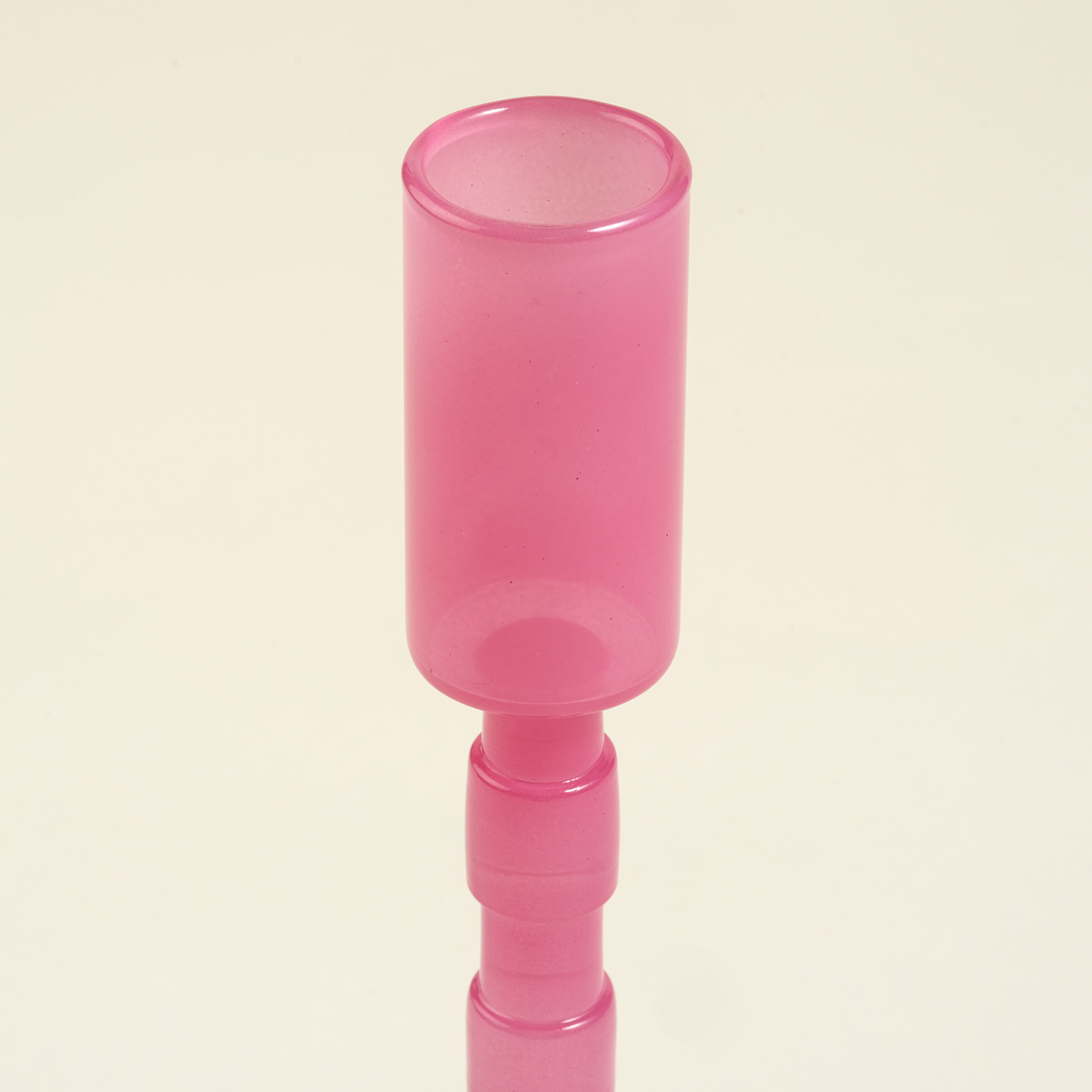 Aravalı Borosilikat Cam Şamdan 8x8x22 Cm Pembe