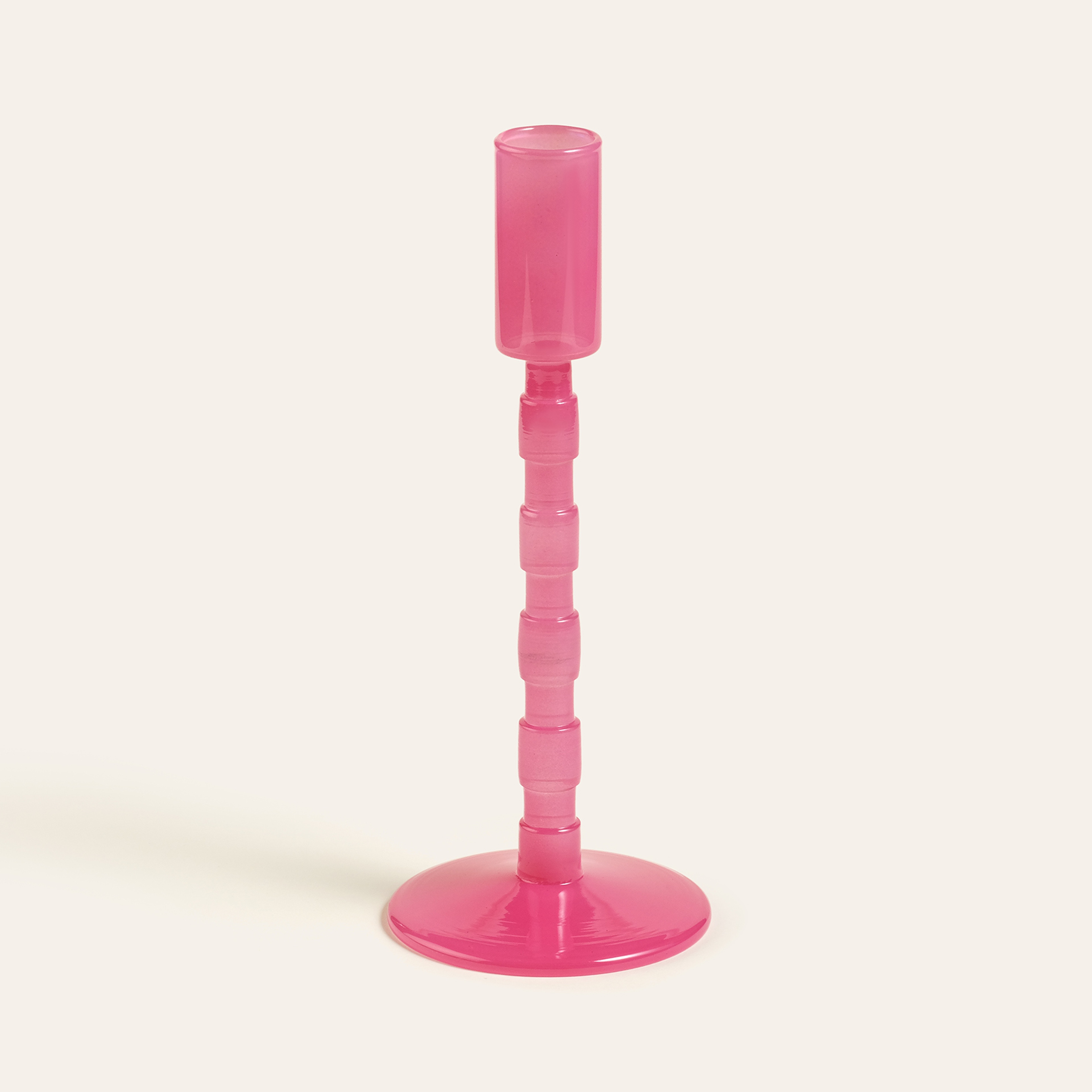 Aravalı Borosilikat Cam Şamdan 8x8x22 Cm Pembe