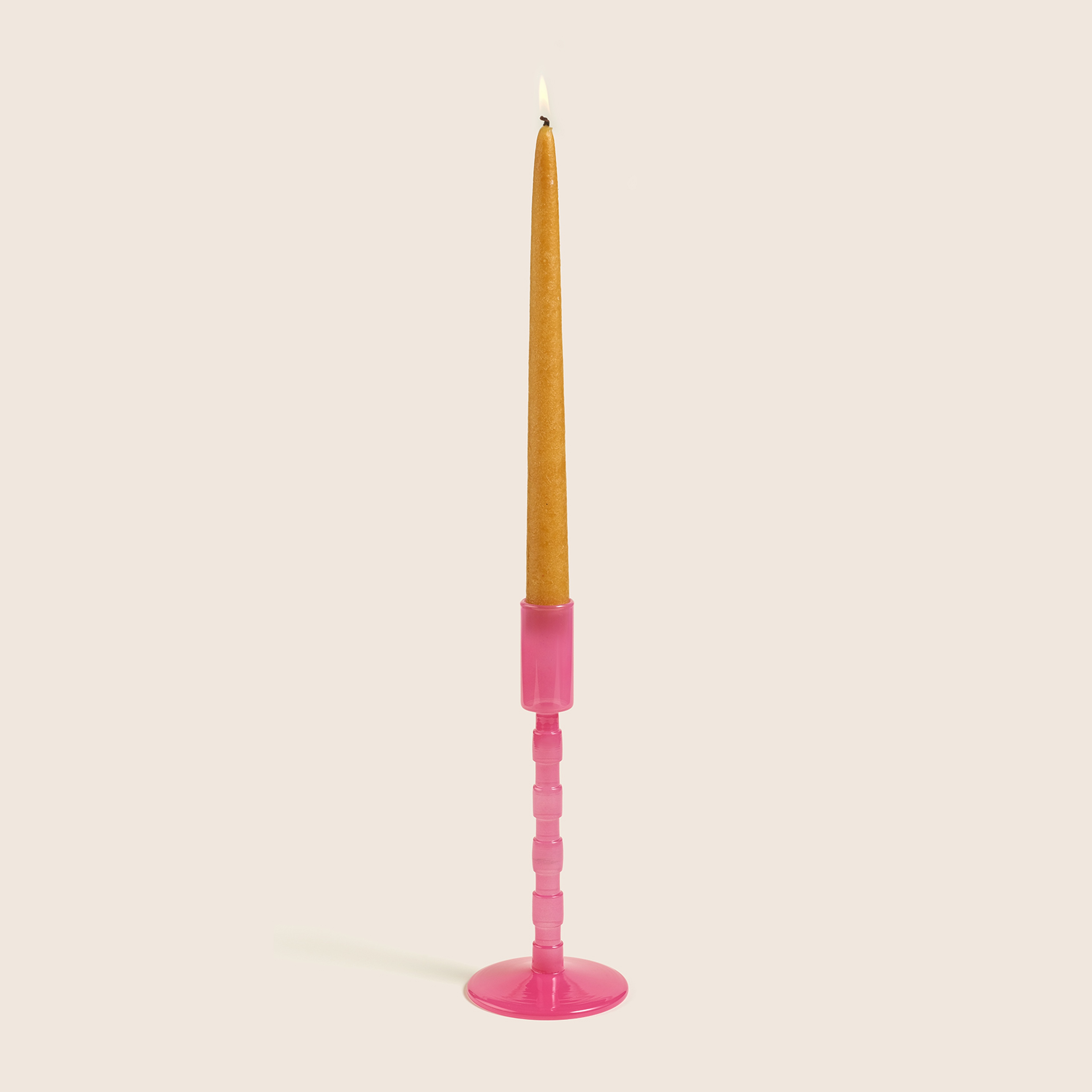 Aravalı Borosilikat Cam Şamdan 8x8x22 Cm Pembe