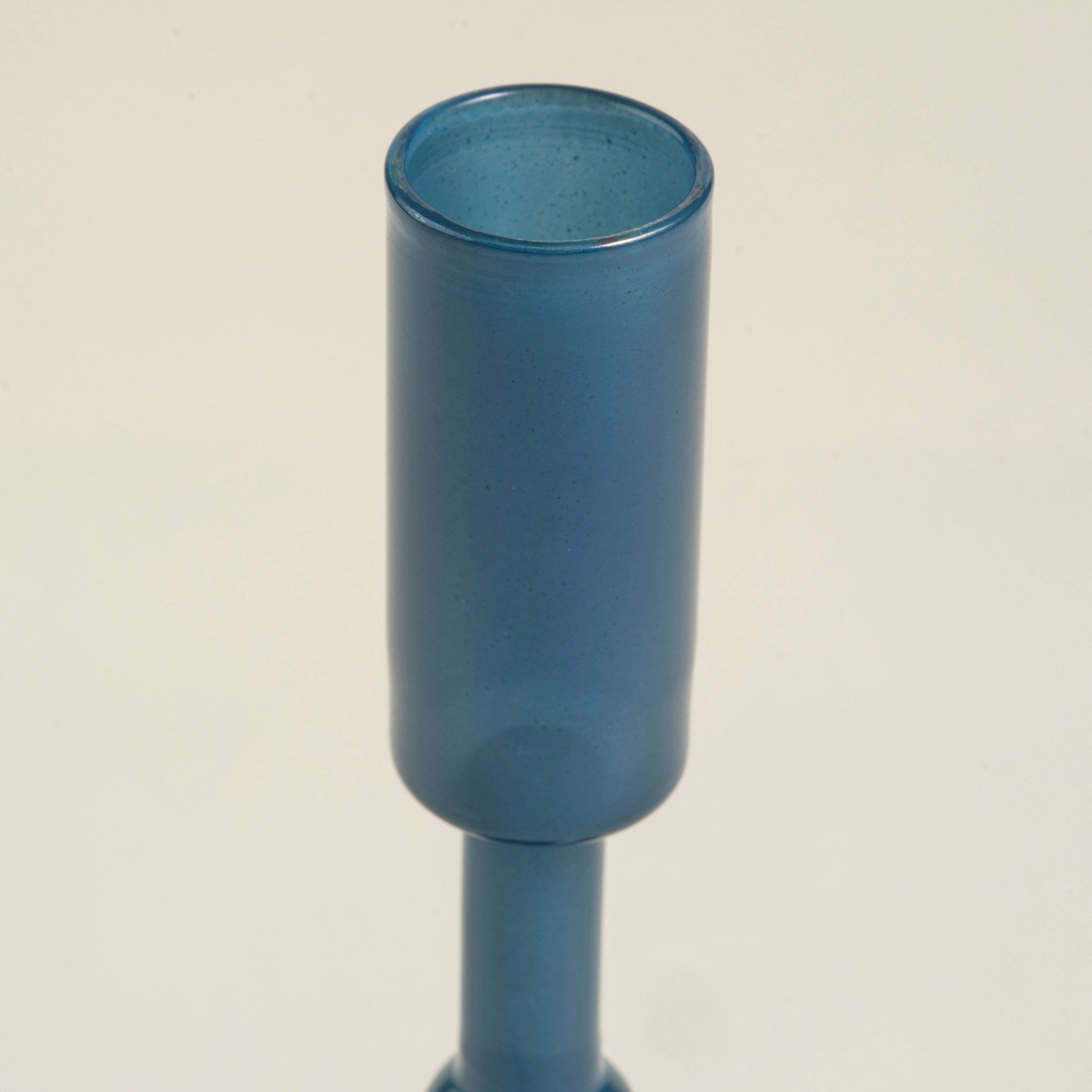 Aravalı Borosilikat Cam Şamdan 9x9x13 Cm Mavi