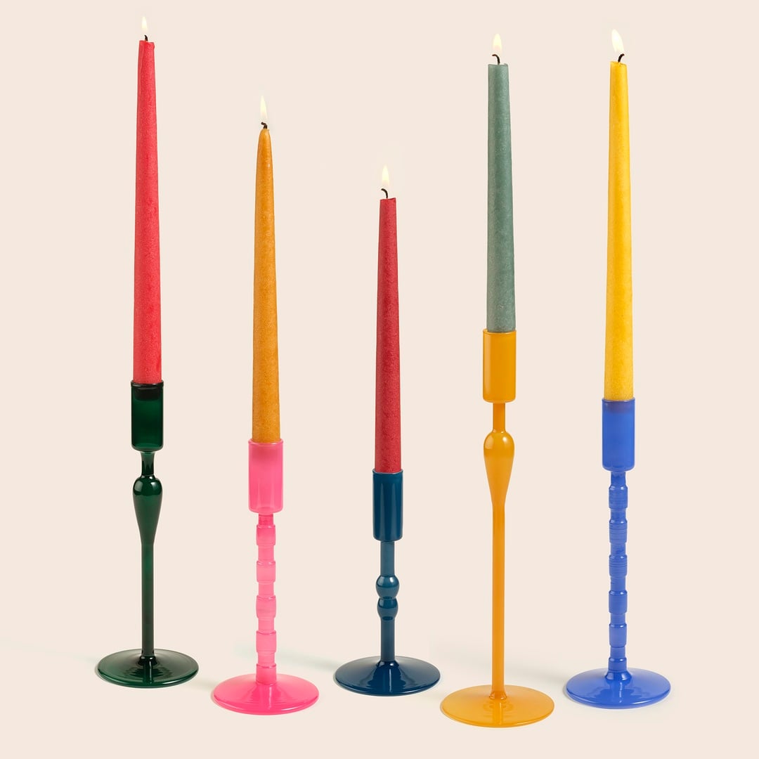 Aravalı Borosilikat Cam Şamdan 9x9x13 Cm Mavi