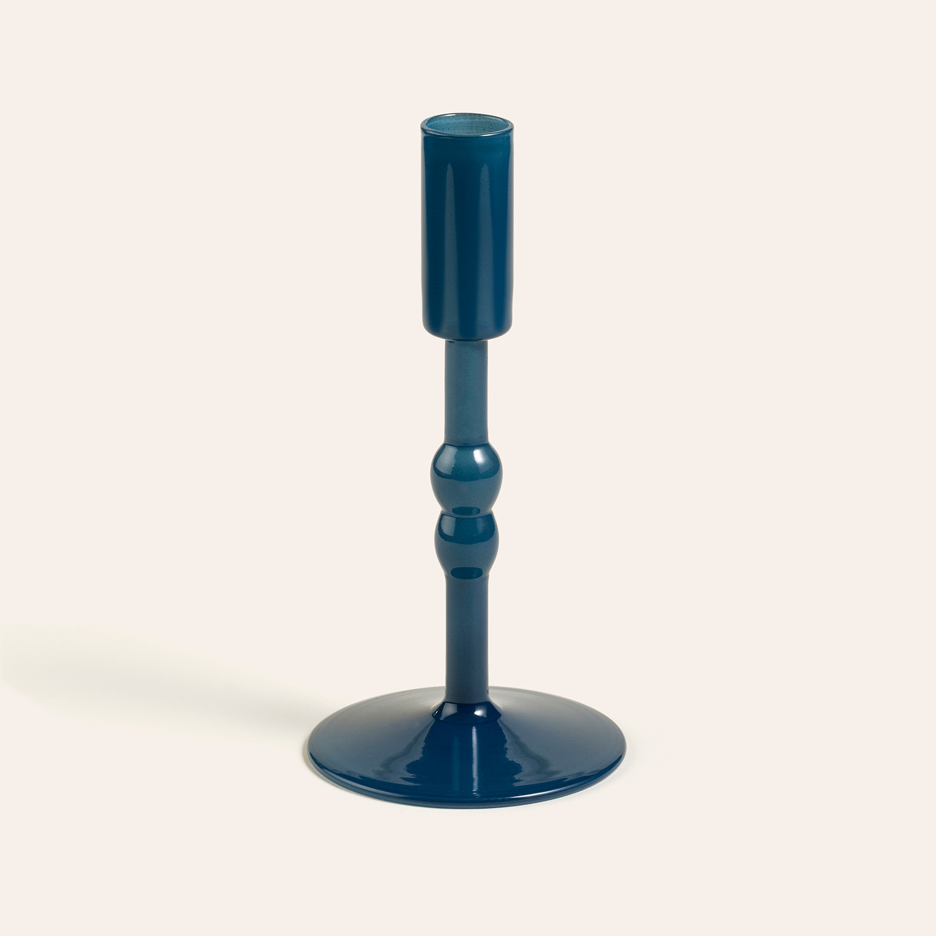 Aravalı Borosilikat Cam Şamdan 9x9x13 Cm Mavi