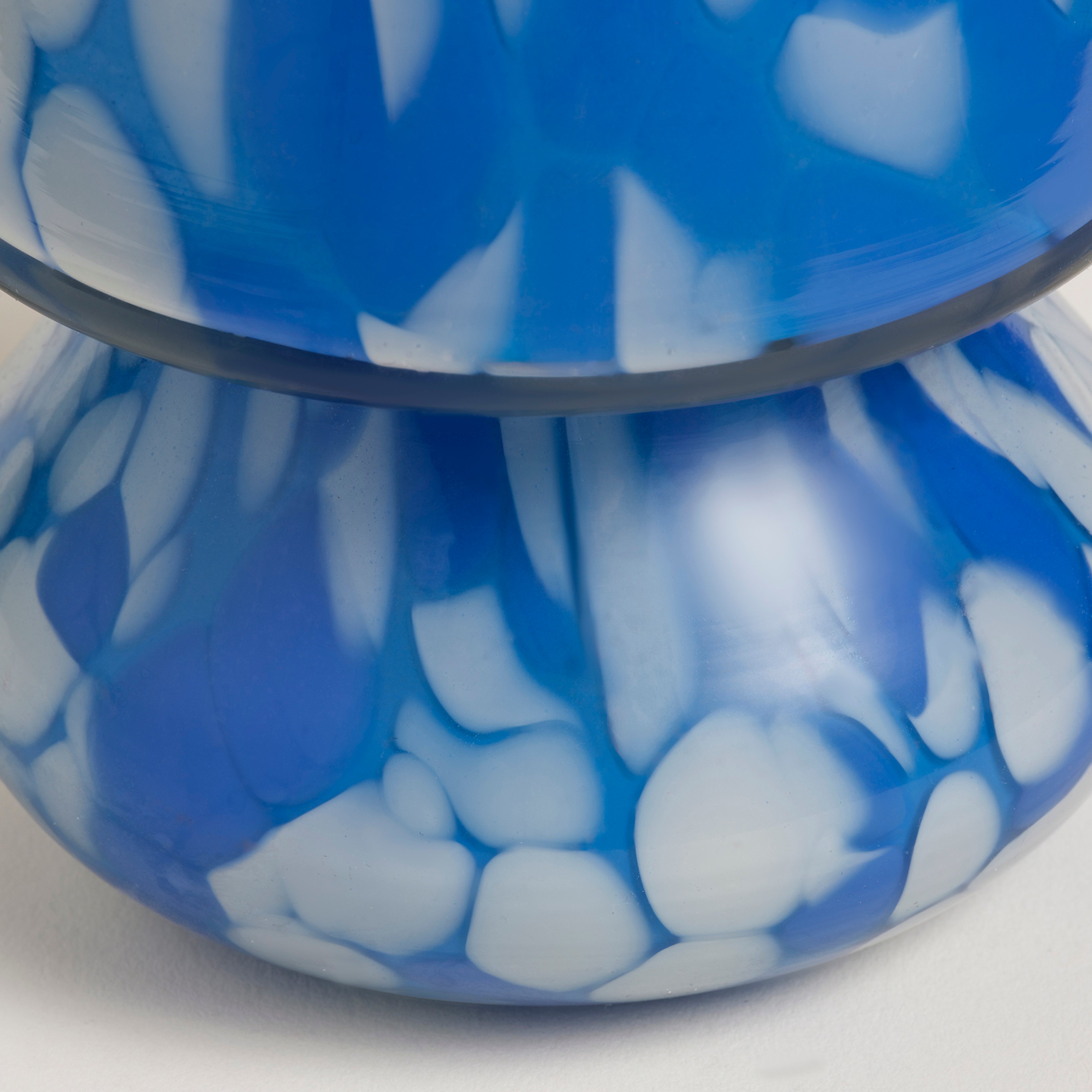 Aravalı Cam Mumluk 10x10x13 Cm Mavi - Beyaz