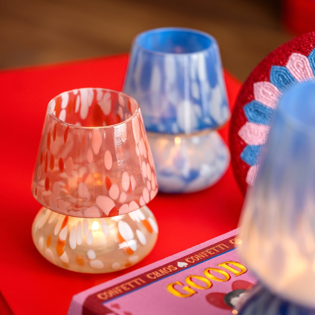 Aravalı Cam Mumluk 10x10x13 Cm Turuncu - Beyaz