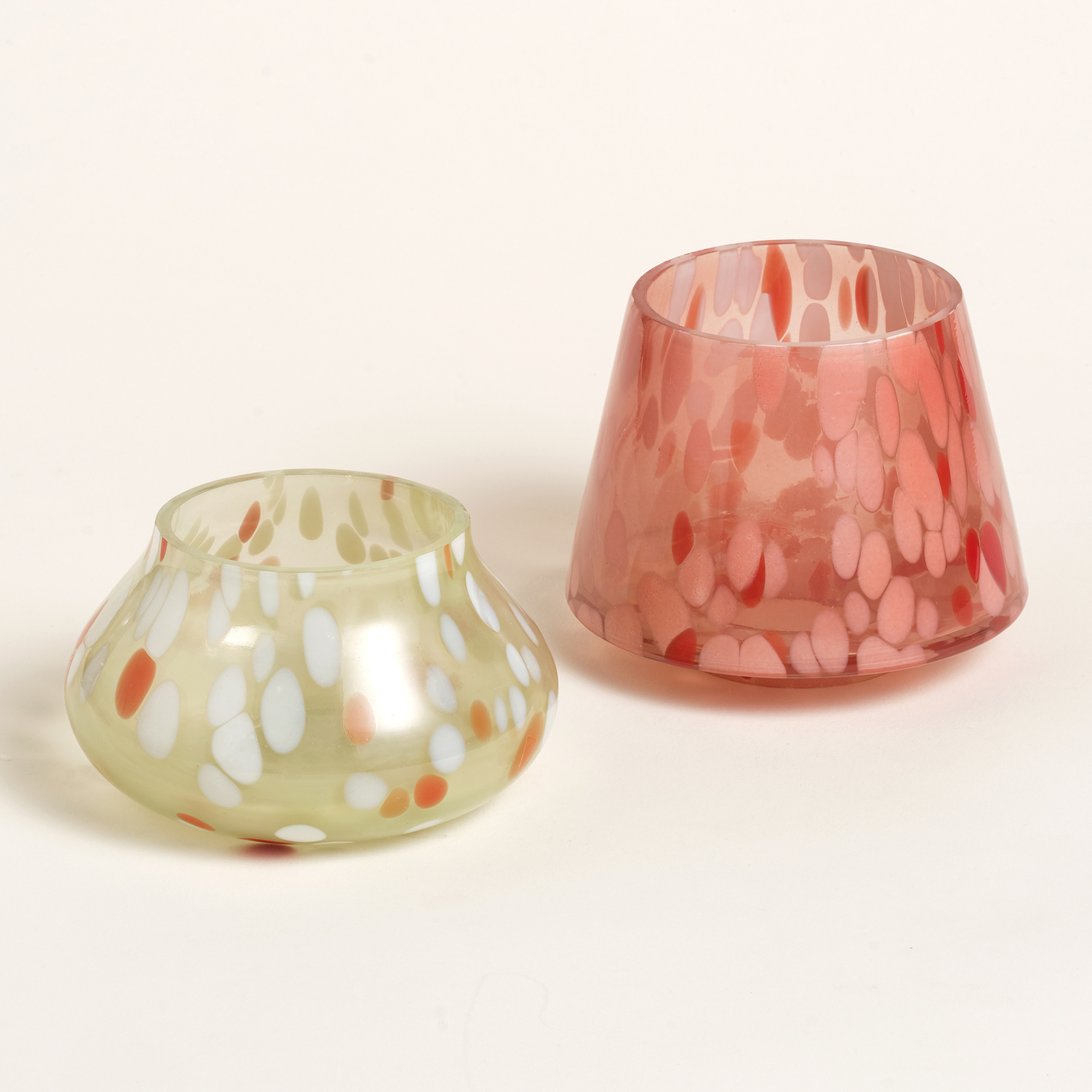 Aravalı Cam Mumluk 10x10x13 Cm Turuncu - Beyaz