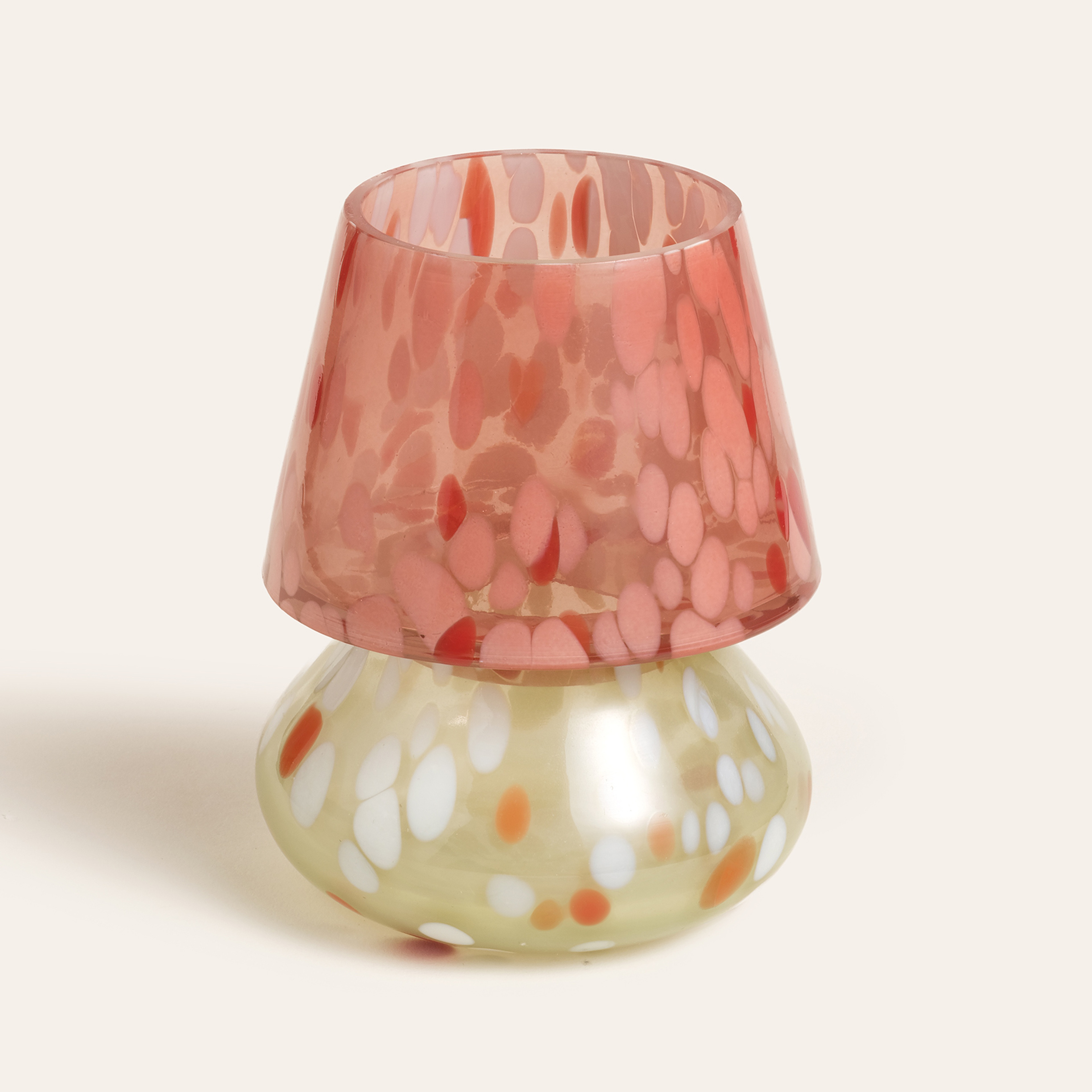 Aravalı Cam Mumluk 10x10x13 Cm Turuncu - Beyaz