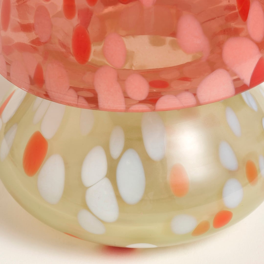 Aravalı Cam Mumluk 10x10x13 Cm Turuncu - Beyaz