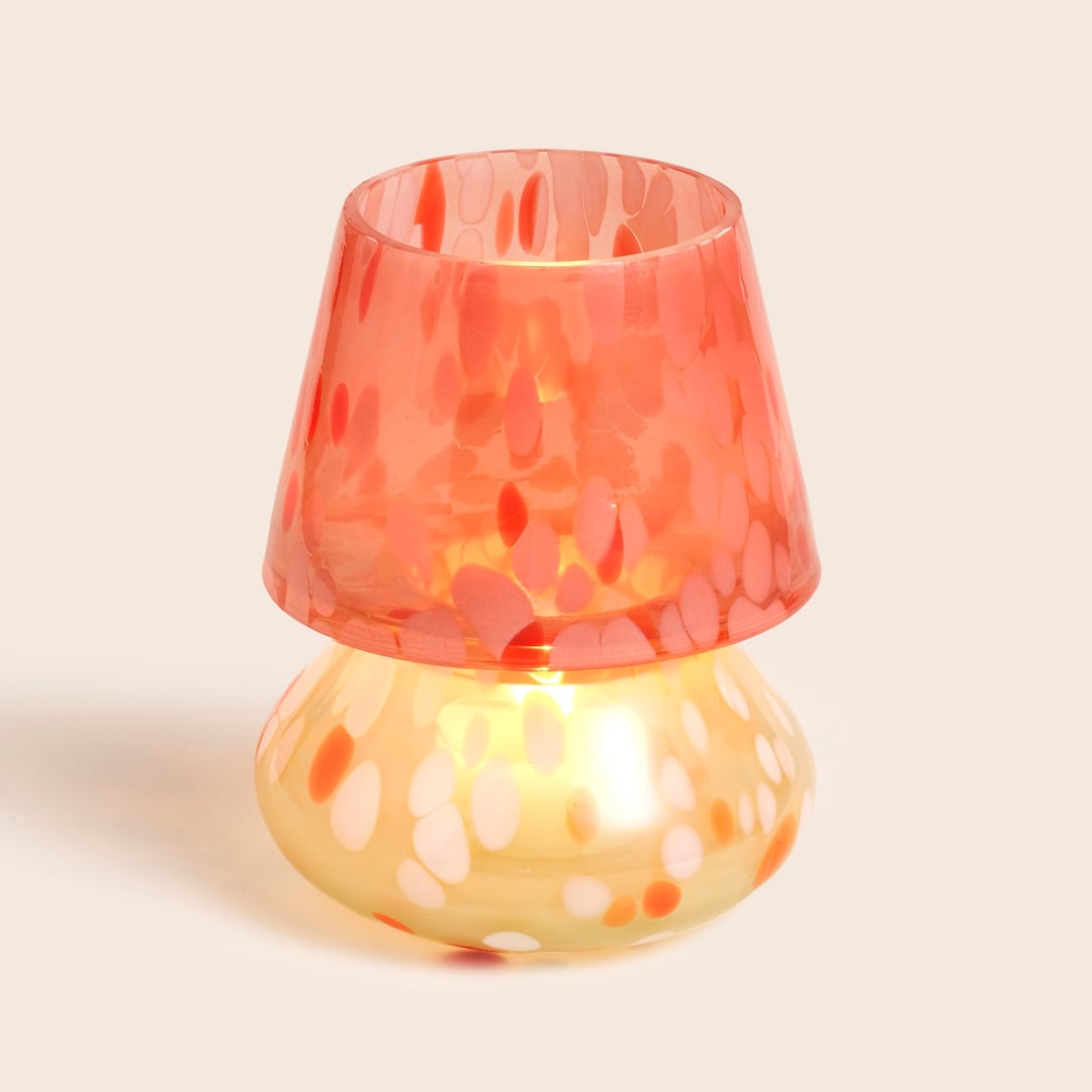 Aravalı Cam Mumluk 10x10x13 Cm Turuncu - Beyaz