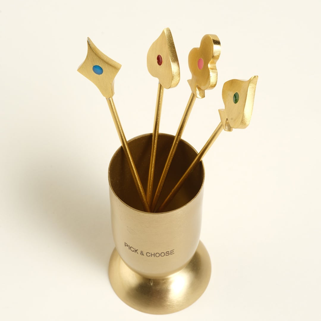 Tanda Çelik Kokteyl Çubukları 5x5x13 Cm Altın