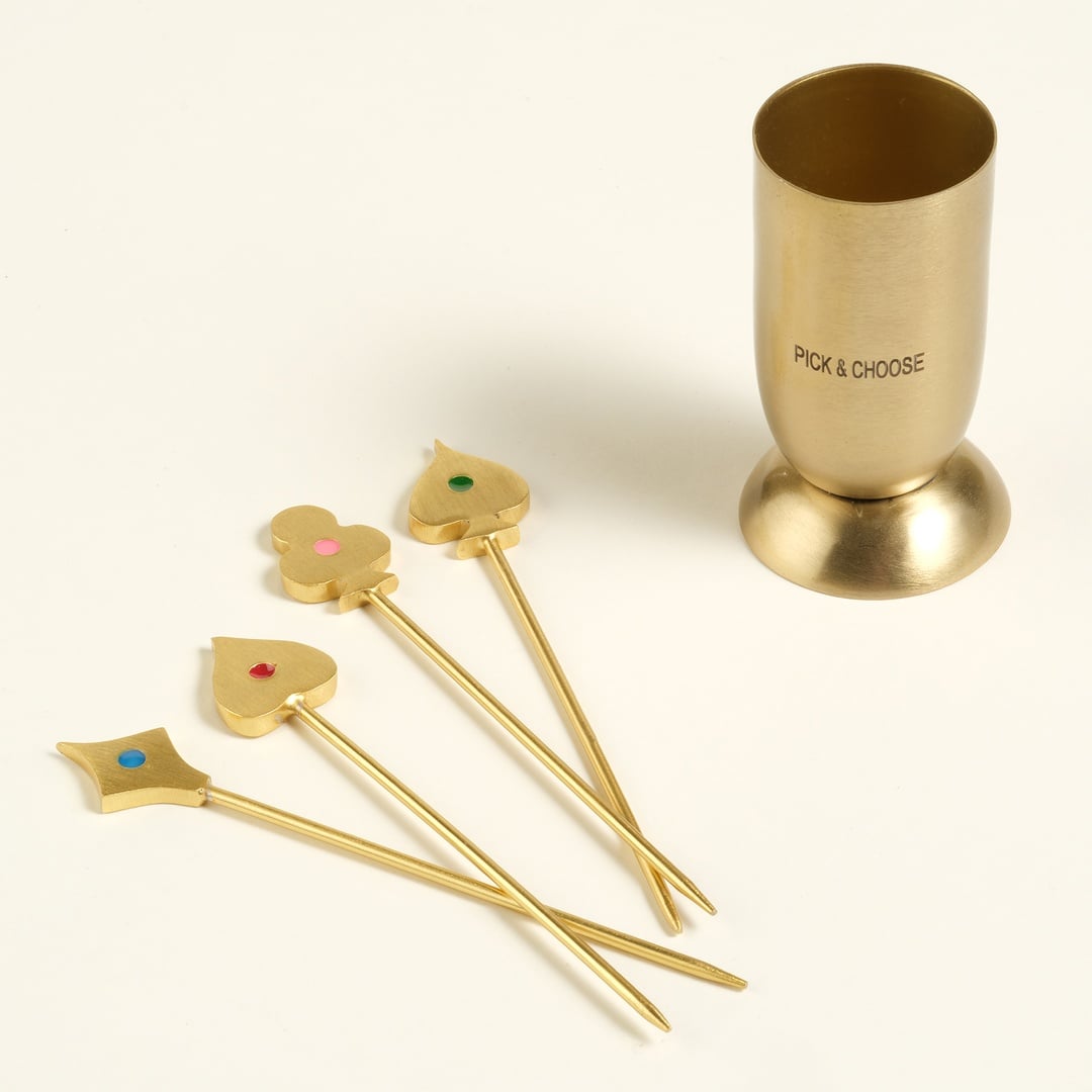 Tanda Çelik Kokteyl Çubukları 5x5x13 Cm Altın