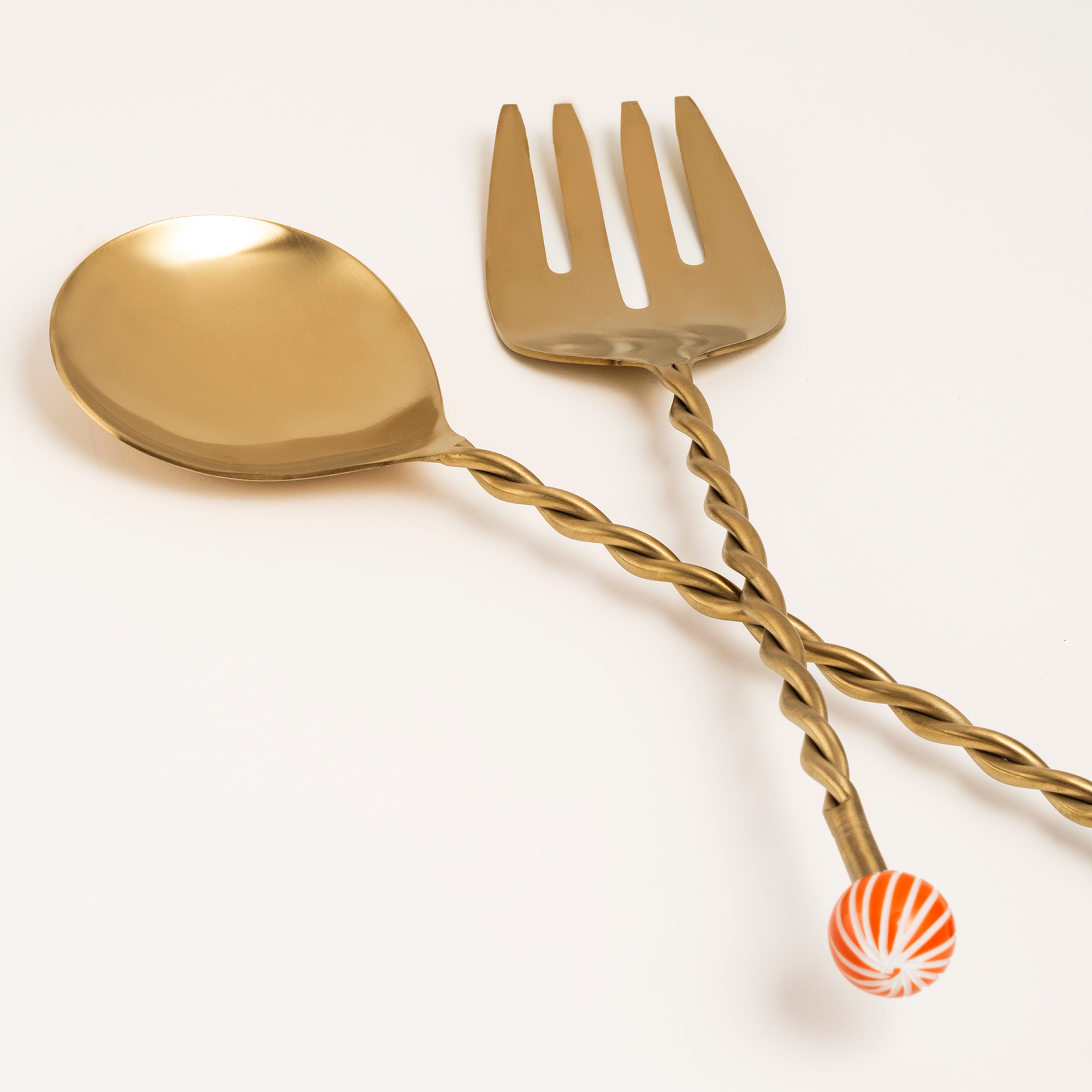 Rampur Çelik - Pirinç Salata Kaşık Seti 7x28x2 Cm Mavi-turuncu