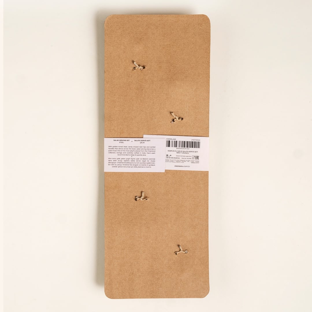 Rampur Çelik - Pirinç Salata Kaşık Seti 7x28x2 Cm Mavi-turuncu