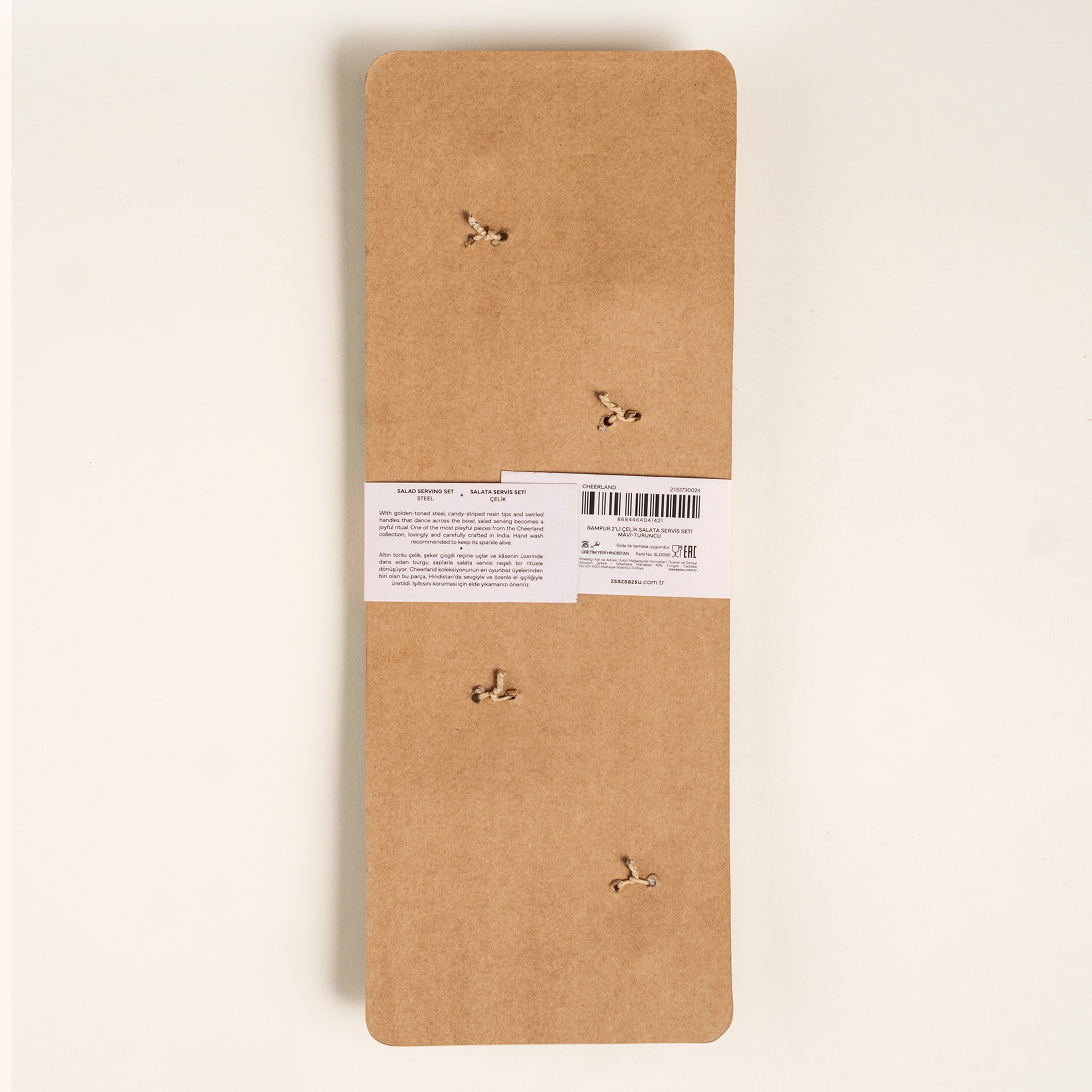 Rampur Çelik - Pirinç Salata Kaşık Seti 7x28x2 Cm Mavi-turuncu