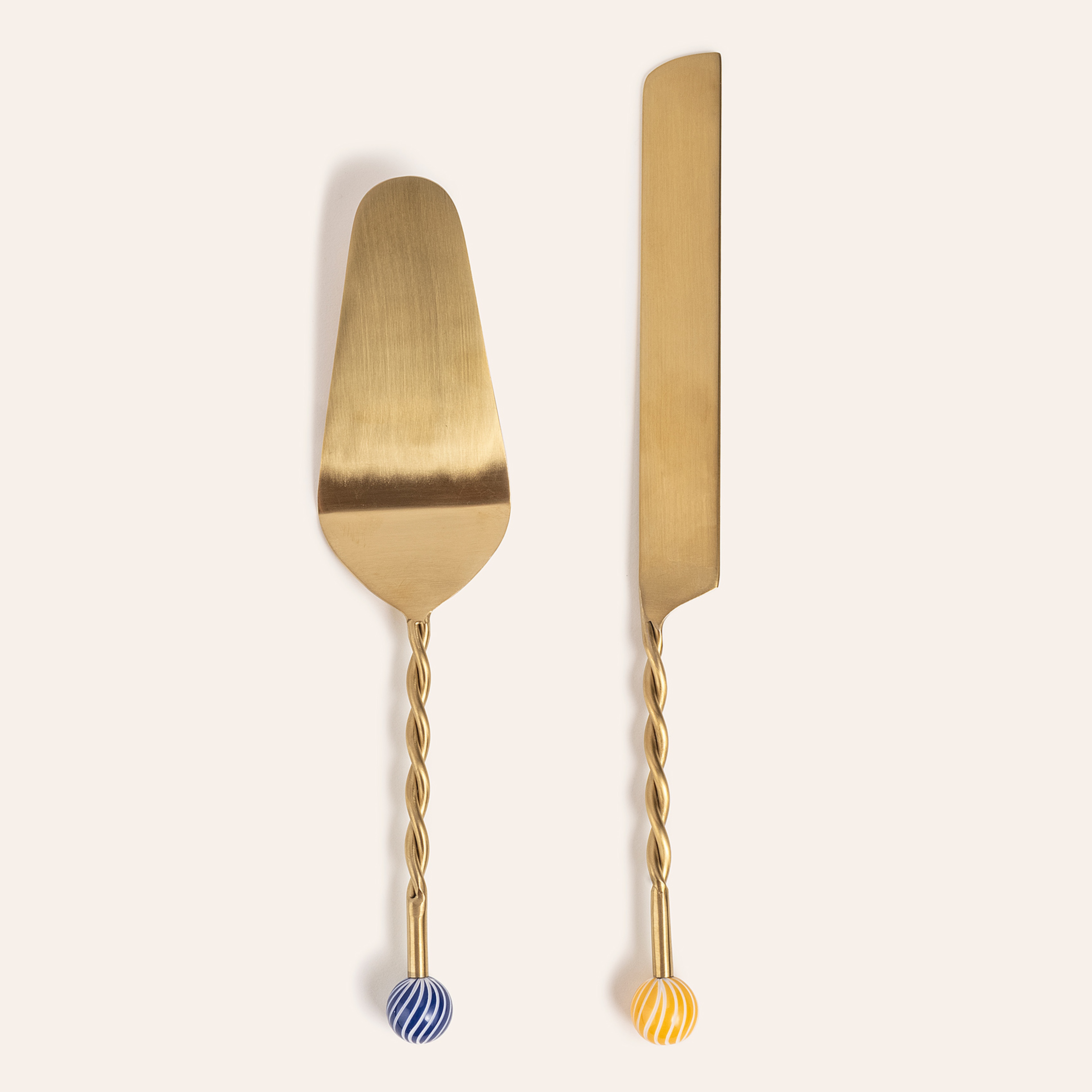 Rampur Çelik - Pirinç Servis Seti 6x30x2 Cm Mavi - Sarı