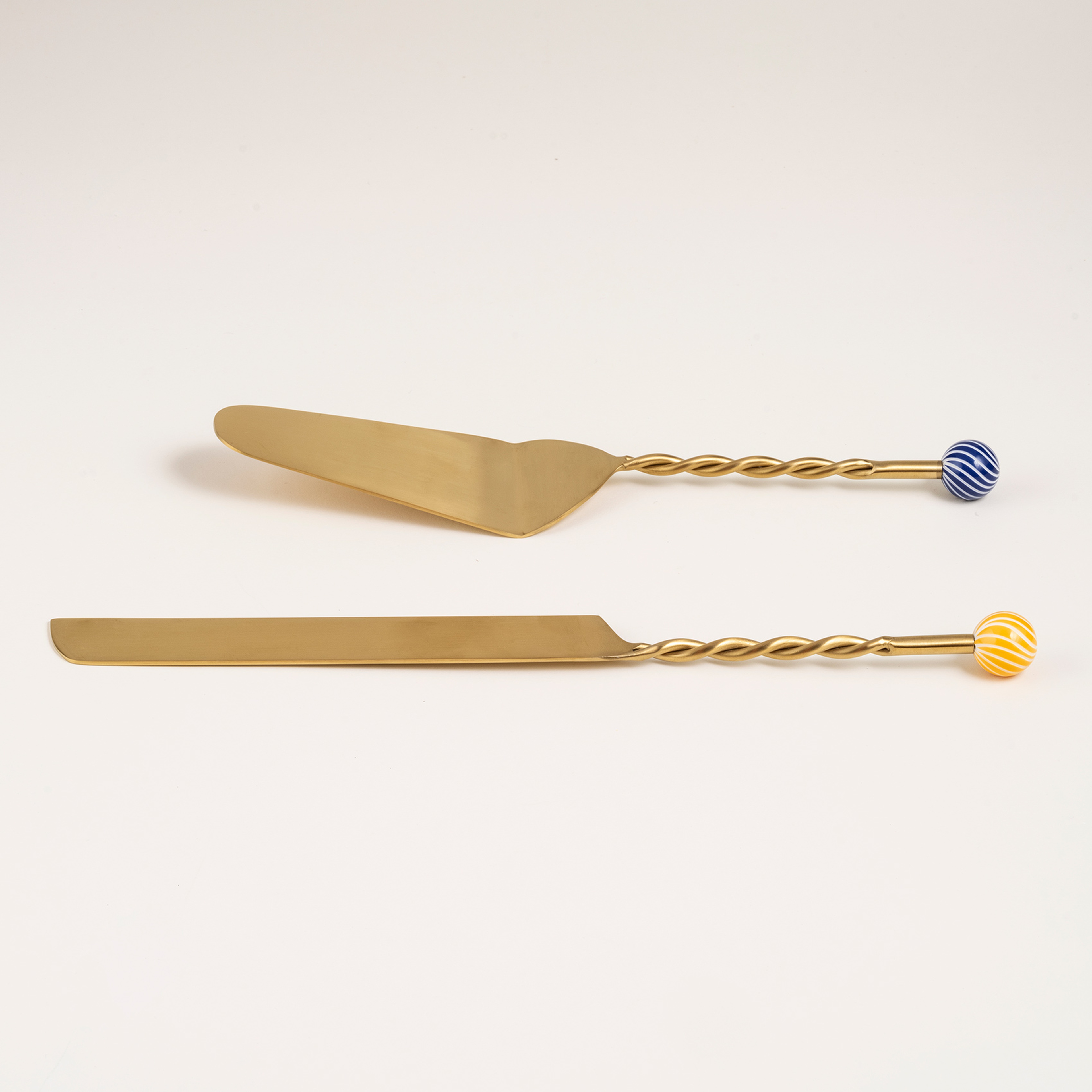 Rampur Çelik - Pirinç Servis Seti 6x30x2 Cm Mavi - Sarı