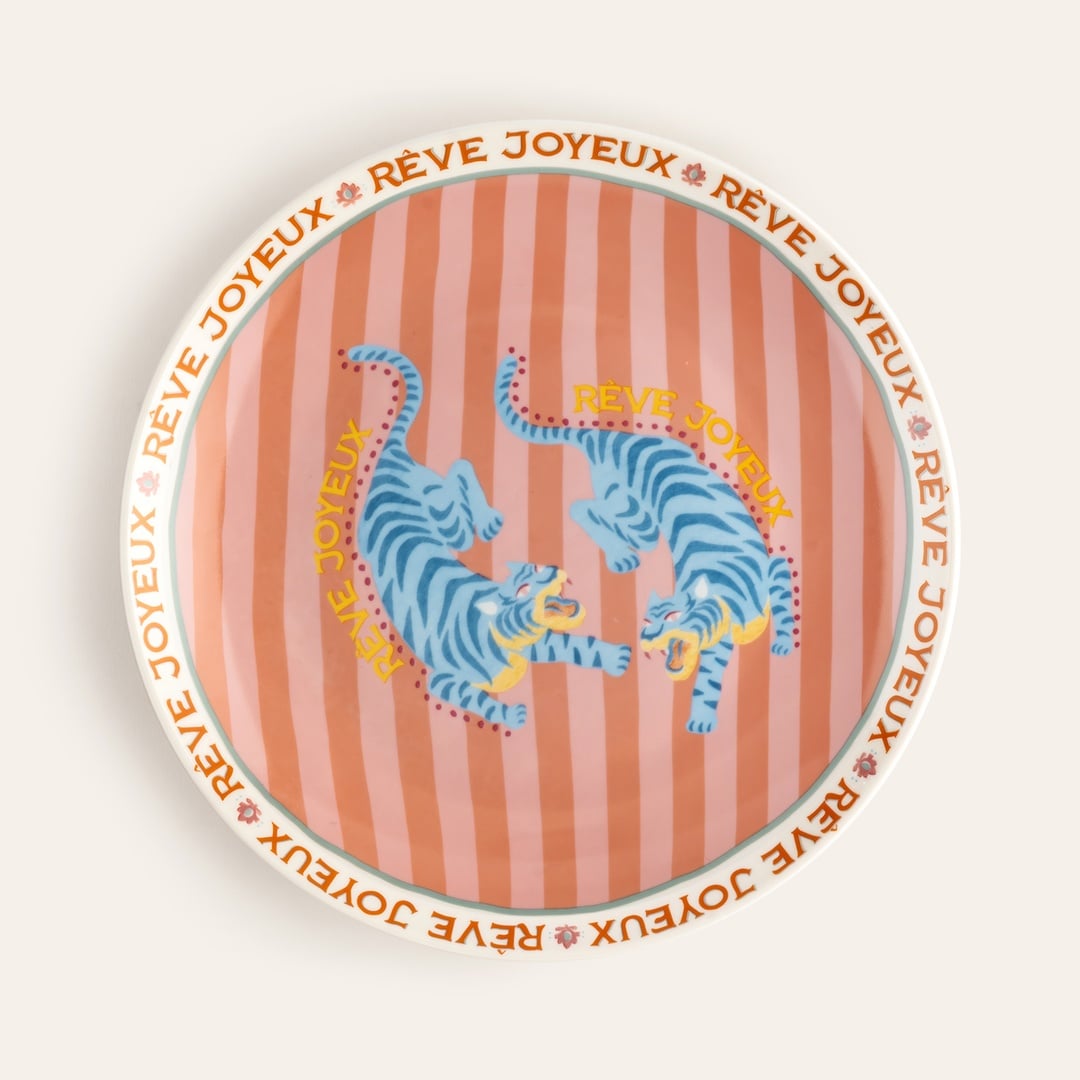 Luohu Porselen Pasta Tabağı 21 Cm Renkli