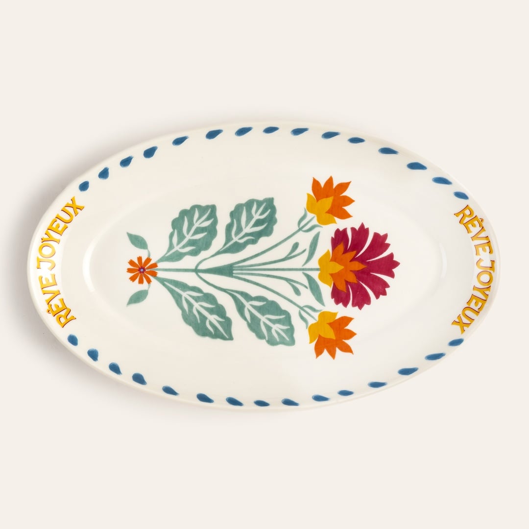 Luohu Porselen Oval Tabak 31x18 Cm Renkli