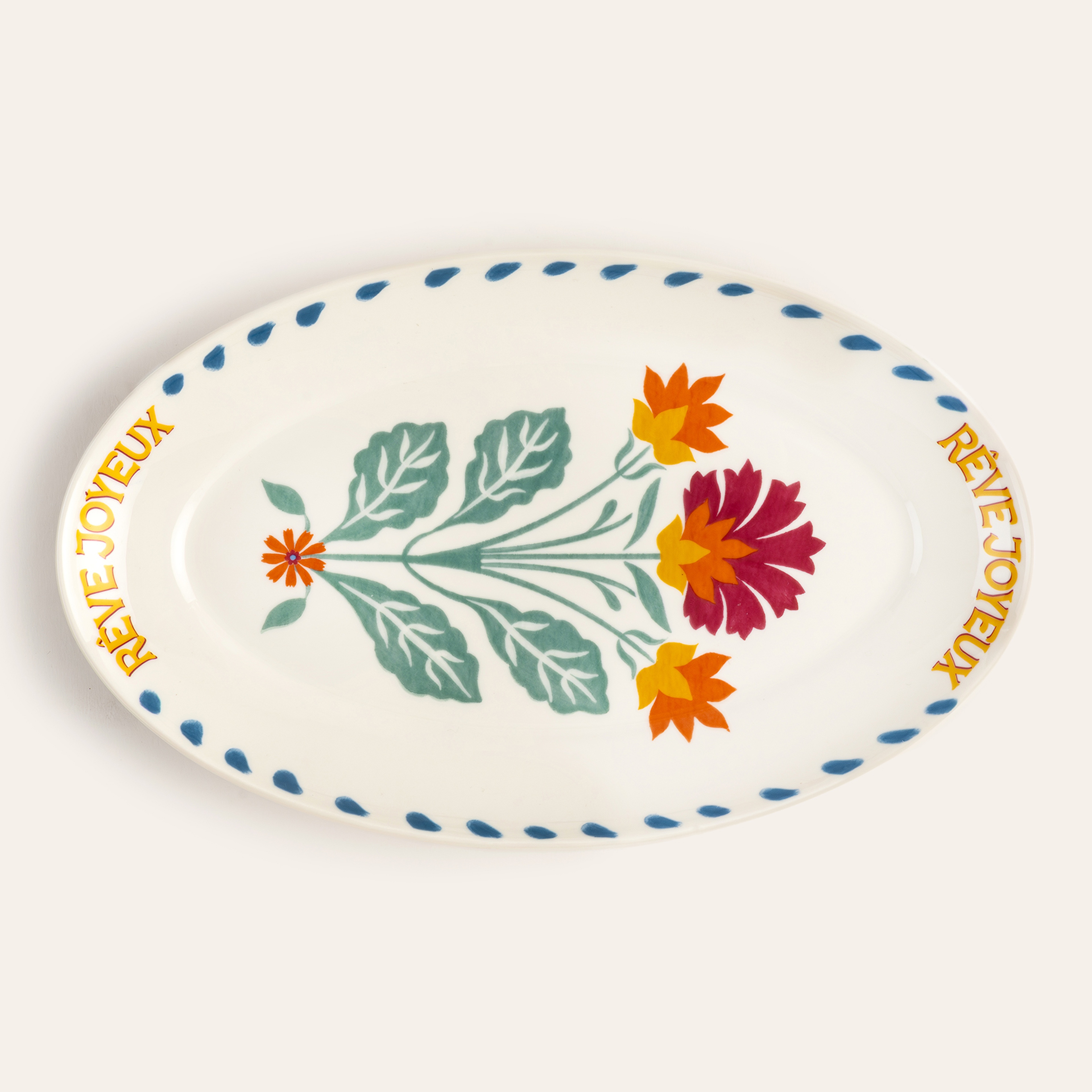 Luohu Porselen Oval Tabak 31x18 Cm Renkli